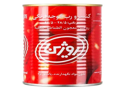 کنسرو گوجه فرنگی روژین؛ ارگانیک بدون گلوتن نمک طعام ابعاد 7.5*8*10 سانتی‌متر