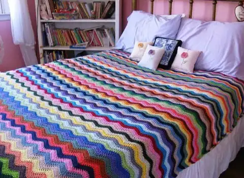 پتو قلاب بافی ساده (رو انداز) کاموا نخ کتان 2 مدل ایرلندی موتیف