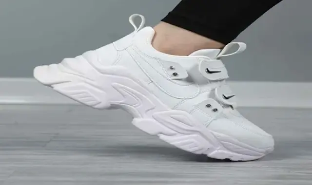 کفش کتانی سفید لژدار؛ بندی زیپ دار چسبی سایز (32 48) shoe