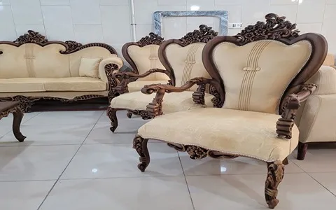 مبل چوبی سلطنتی؛ راش گردو 2 نوع مصری پنجه شیری