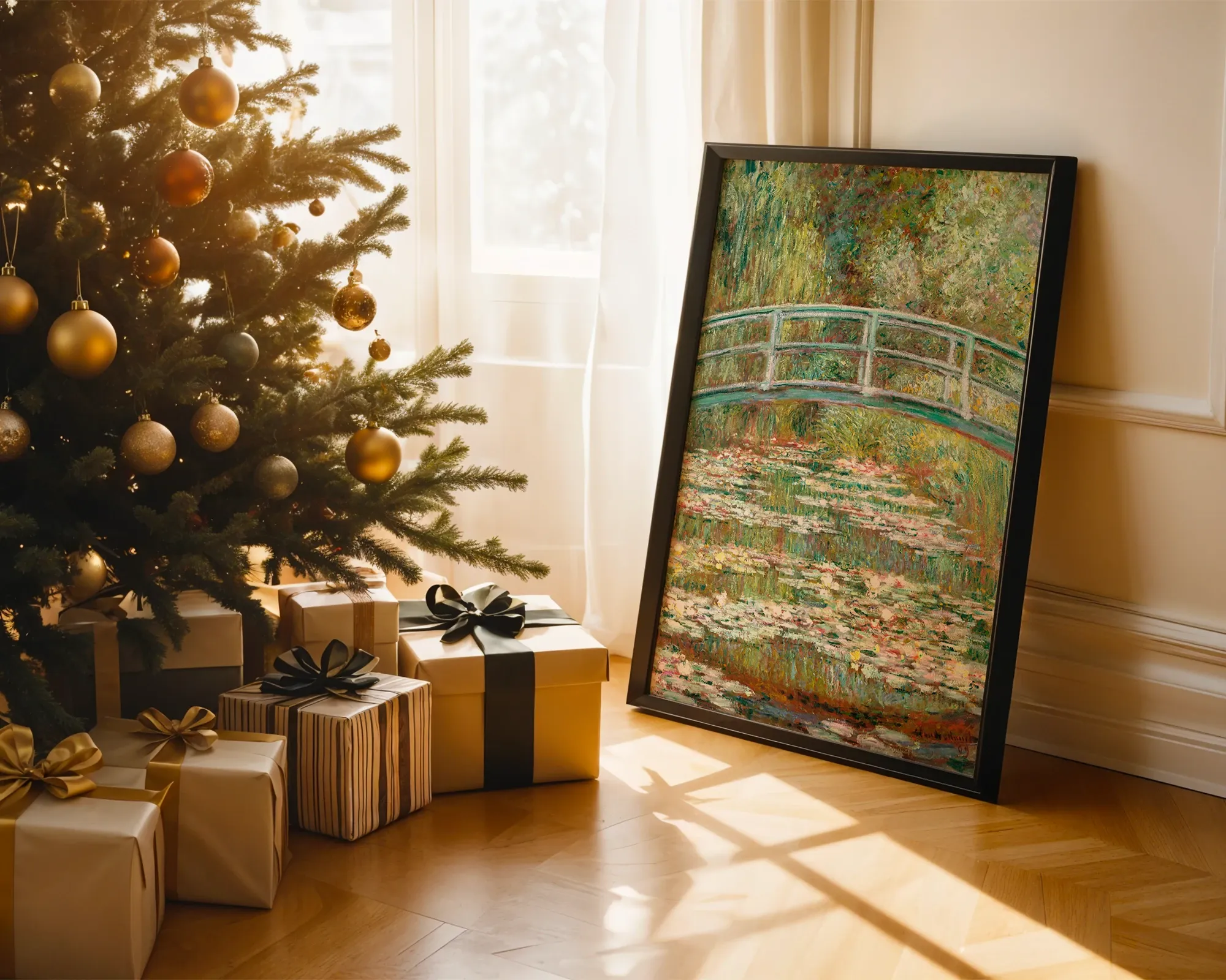 Water Lily Pond (Japanese Bridge) — Print edition, room view 2