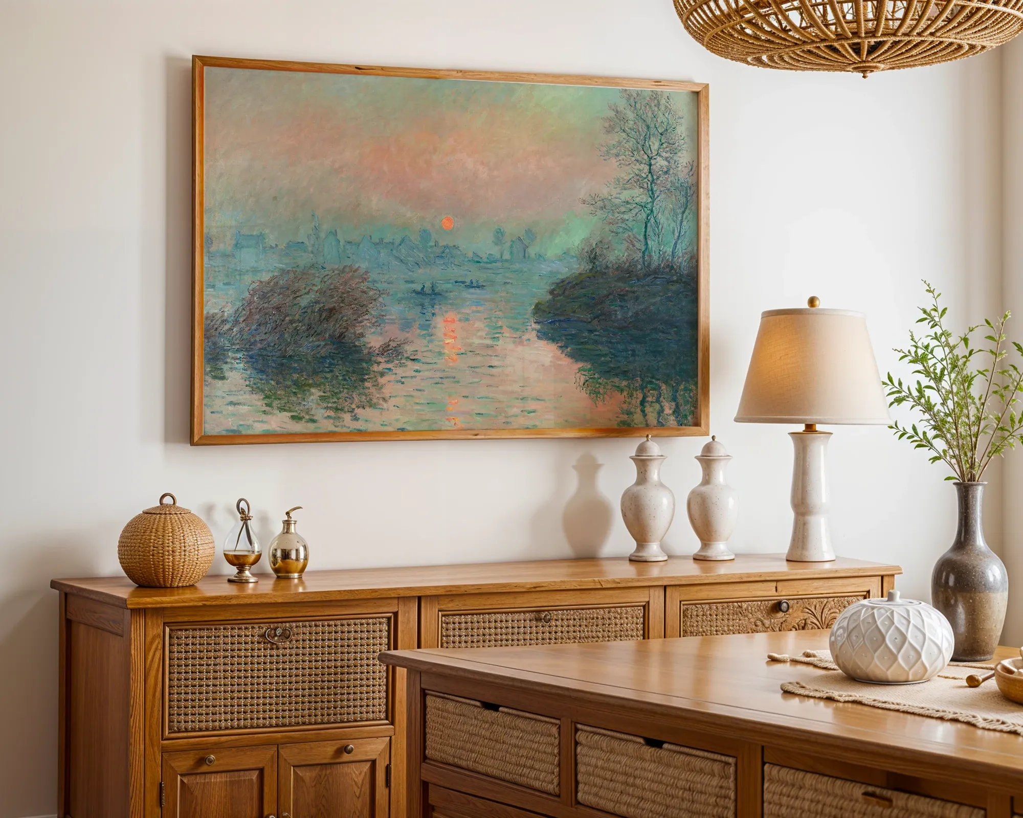 Sunset on the Seine at Lavacourt, Winter Effect — Print edition, room view 4