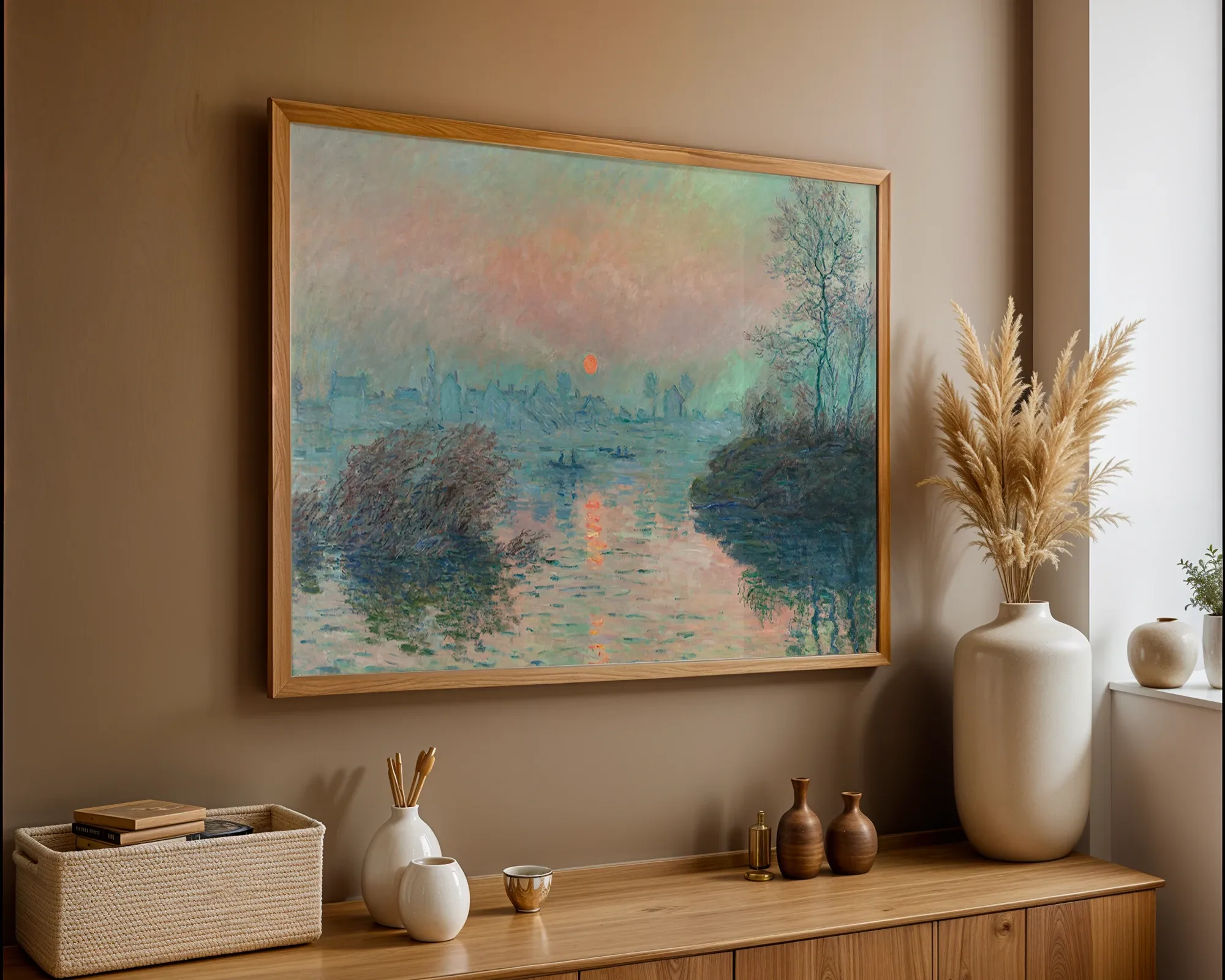 Sunset on the Seine at Lavacourt, Winter Effect — Print edition, room view 5