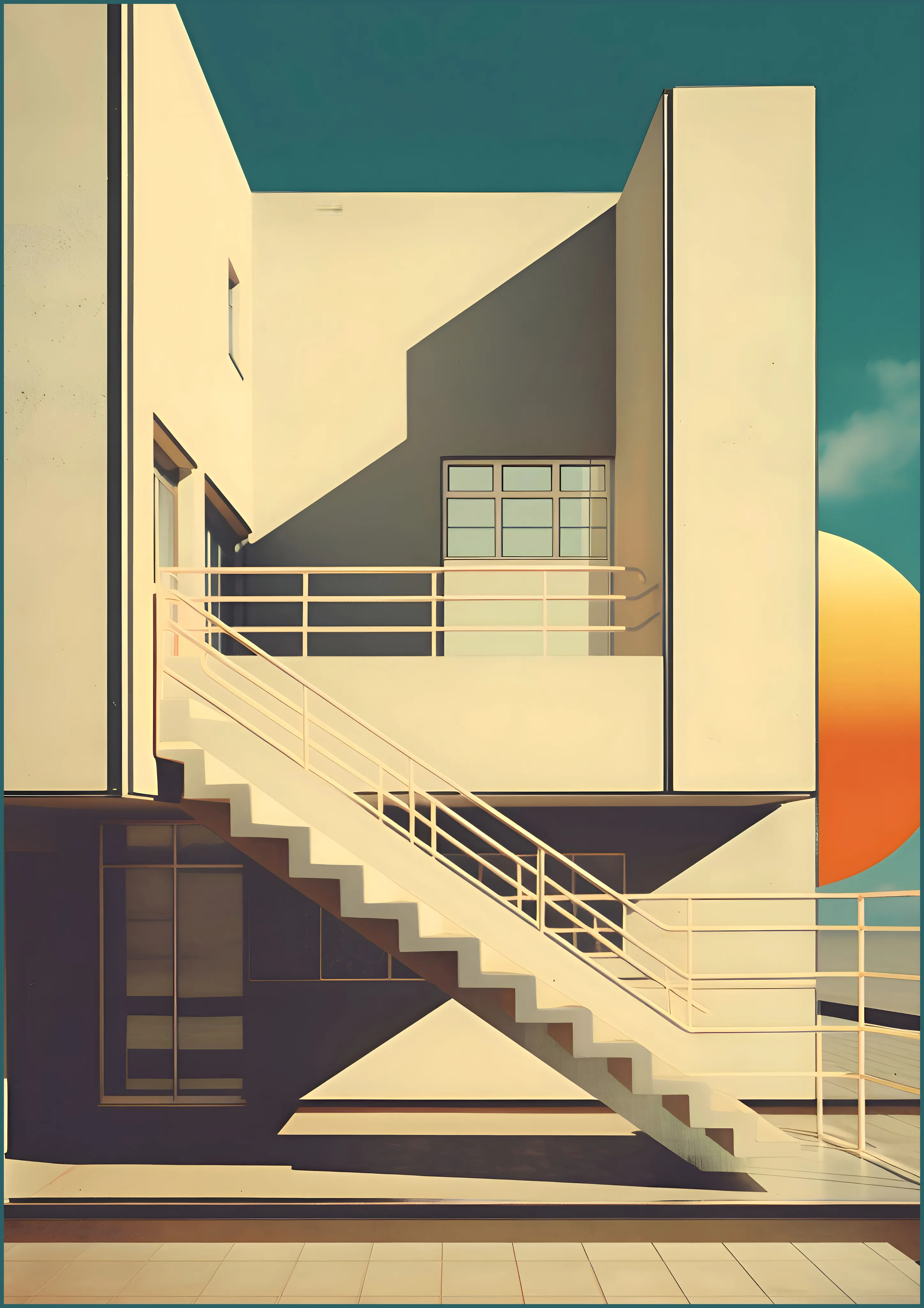 Modernist Staircase at Sunset — Exclusive 2 art print