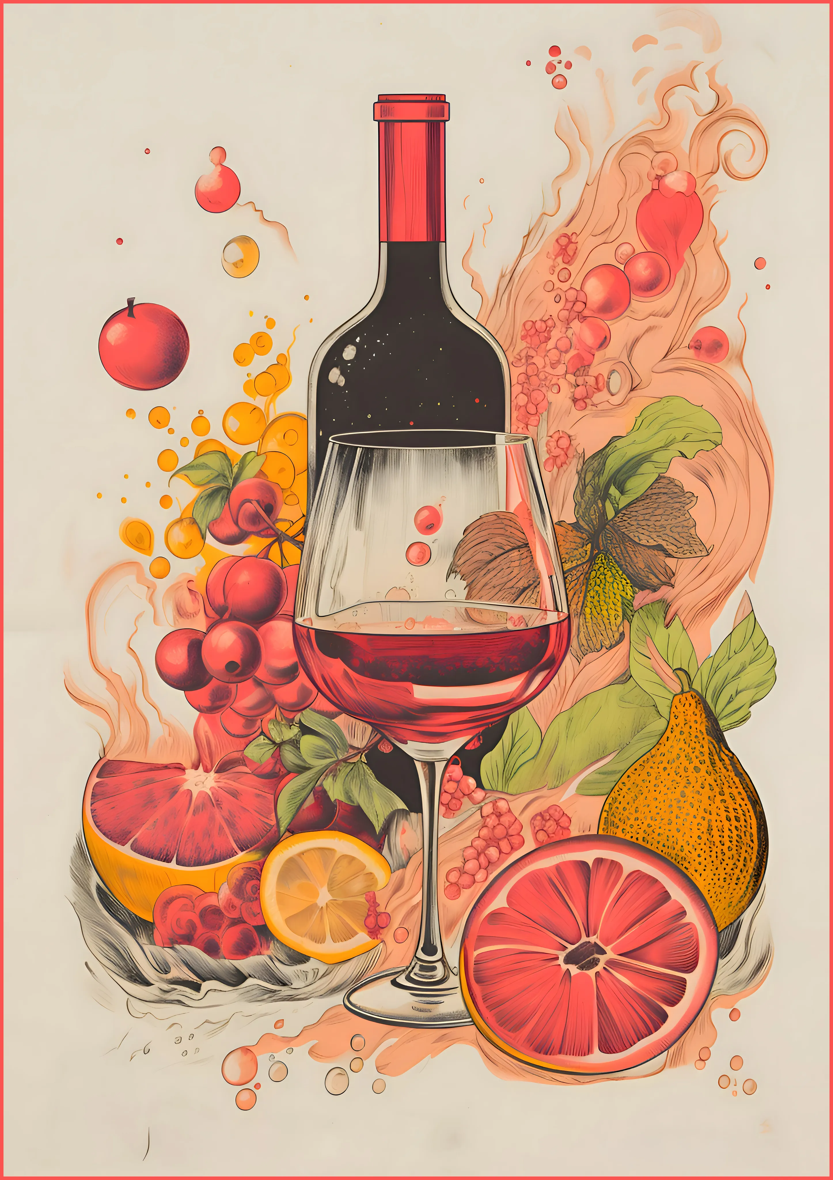 Wine and Citrus Abundance Still Life — Exclusive 2 art print