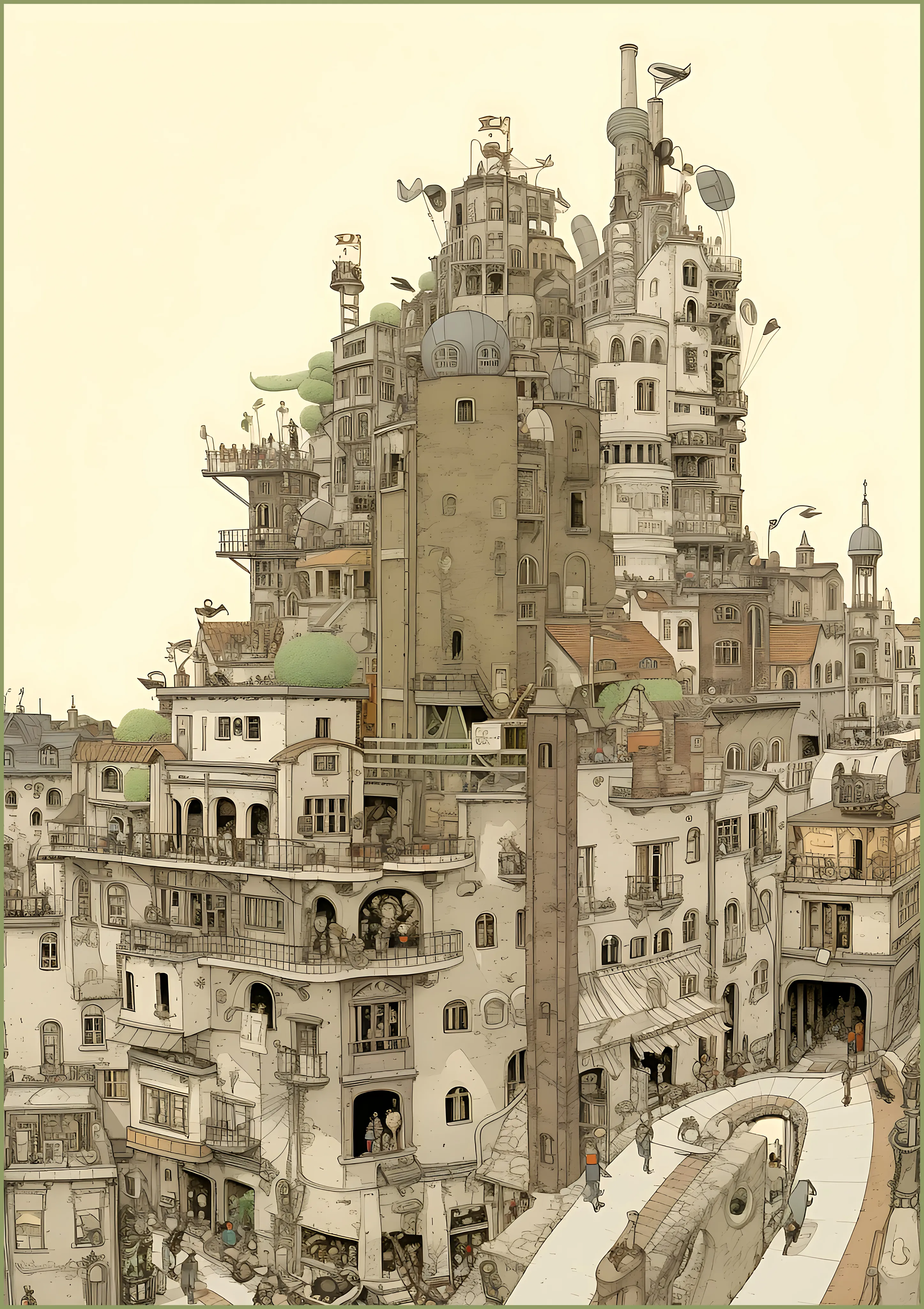 Intricate Vertical Cityscape — Exclusive 2 art print
