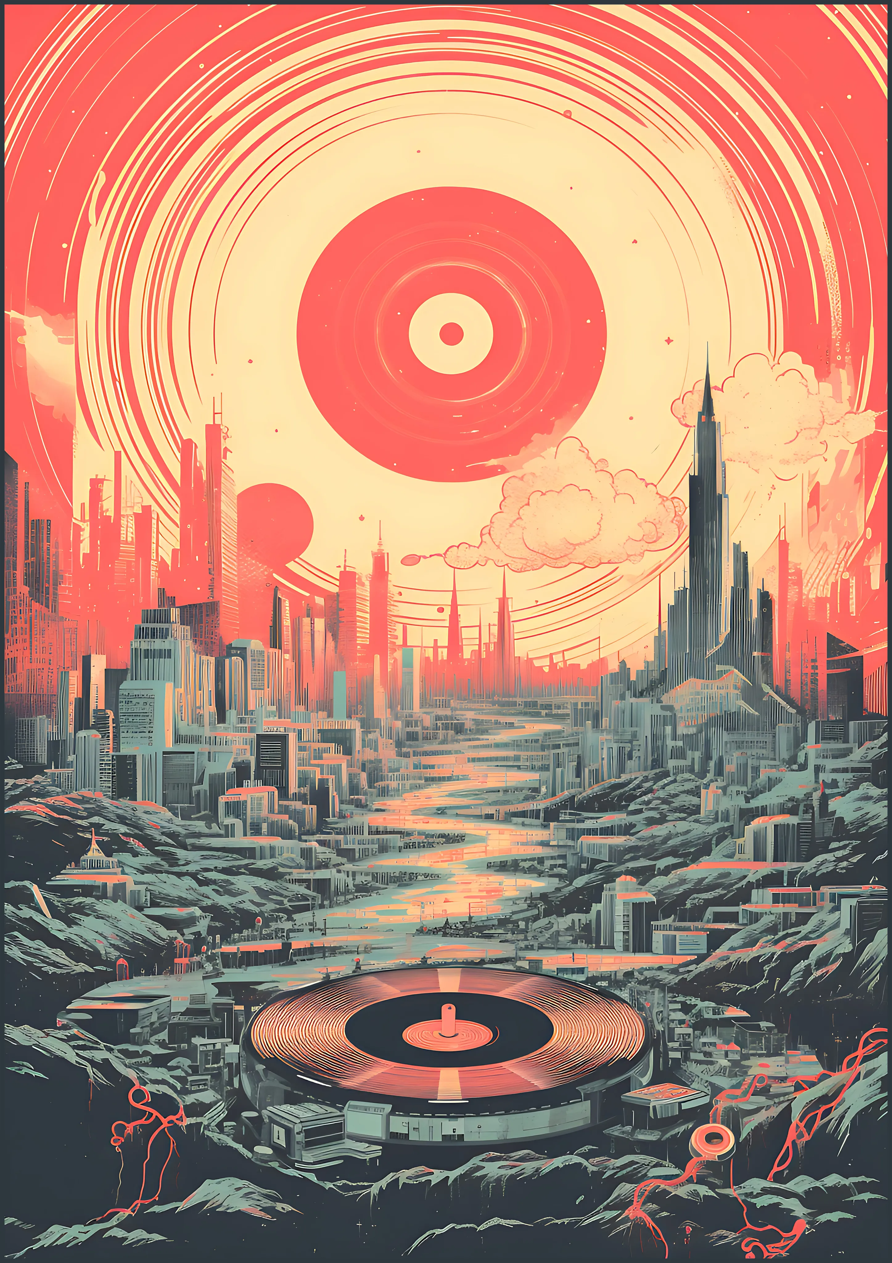 Cosmic Vinyl Cityscape — Exclusive 2 art print