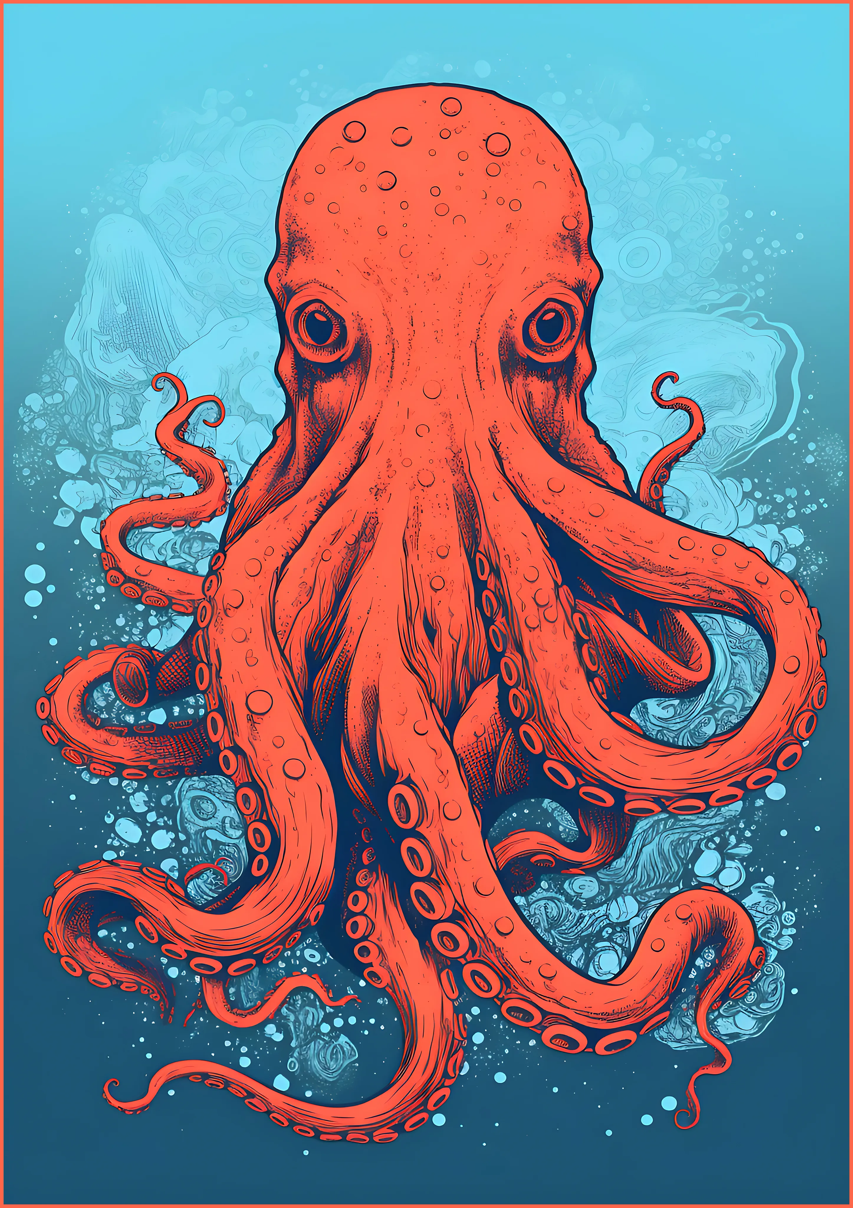 Coral Octopus in the Deep — Exclusive 2 art print