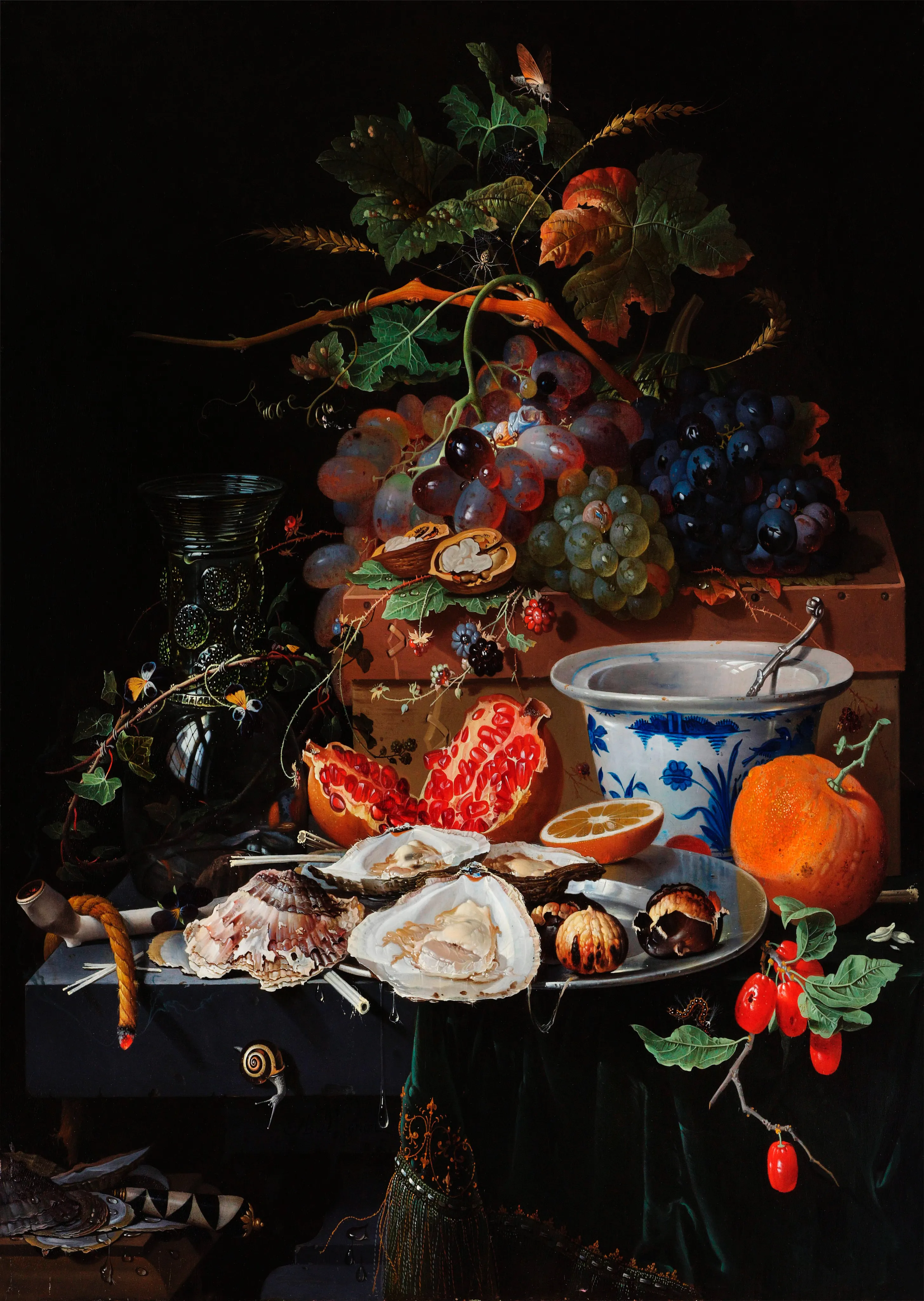 Still Life with Fruit, Oysters and a Porcelain Bowl image 1