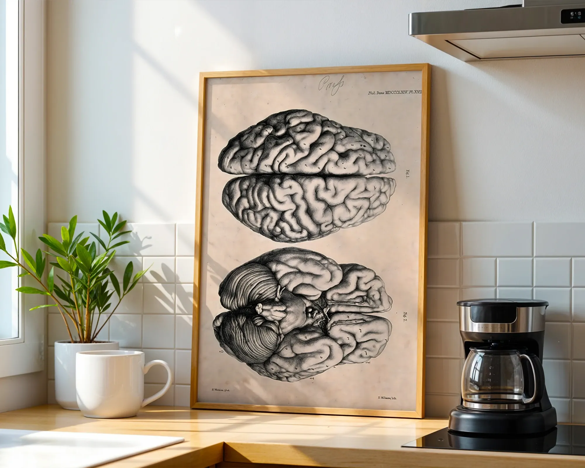 Vintage Human Brain Anatomy Plate — room view 1
