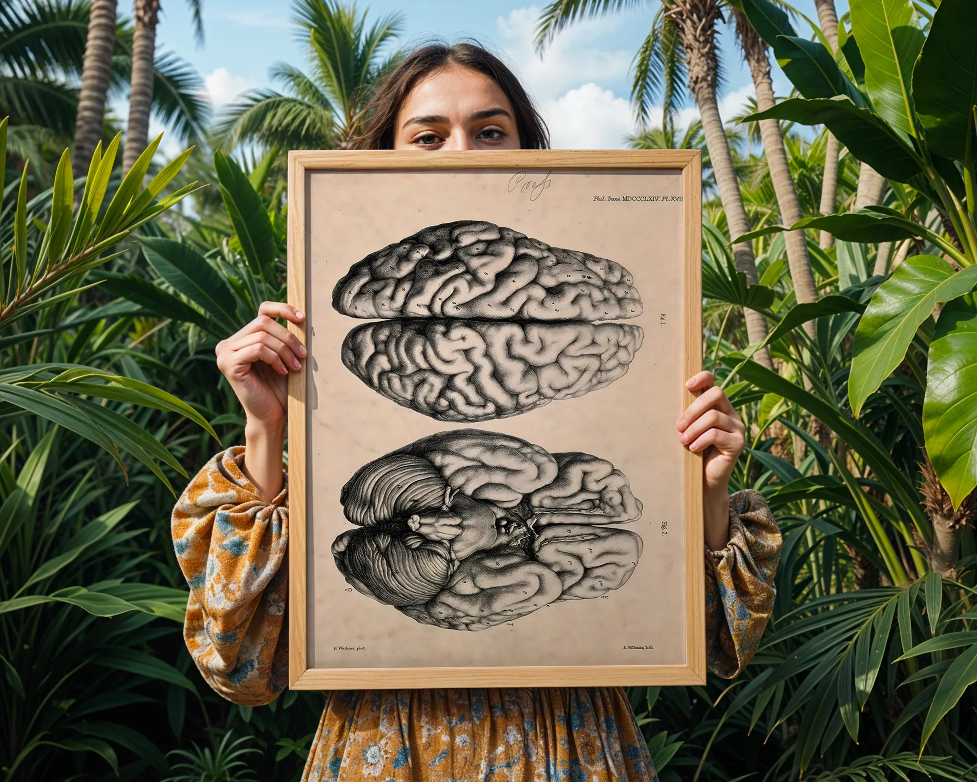 Vintage Human Brain Anatomy Plate — room view 5