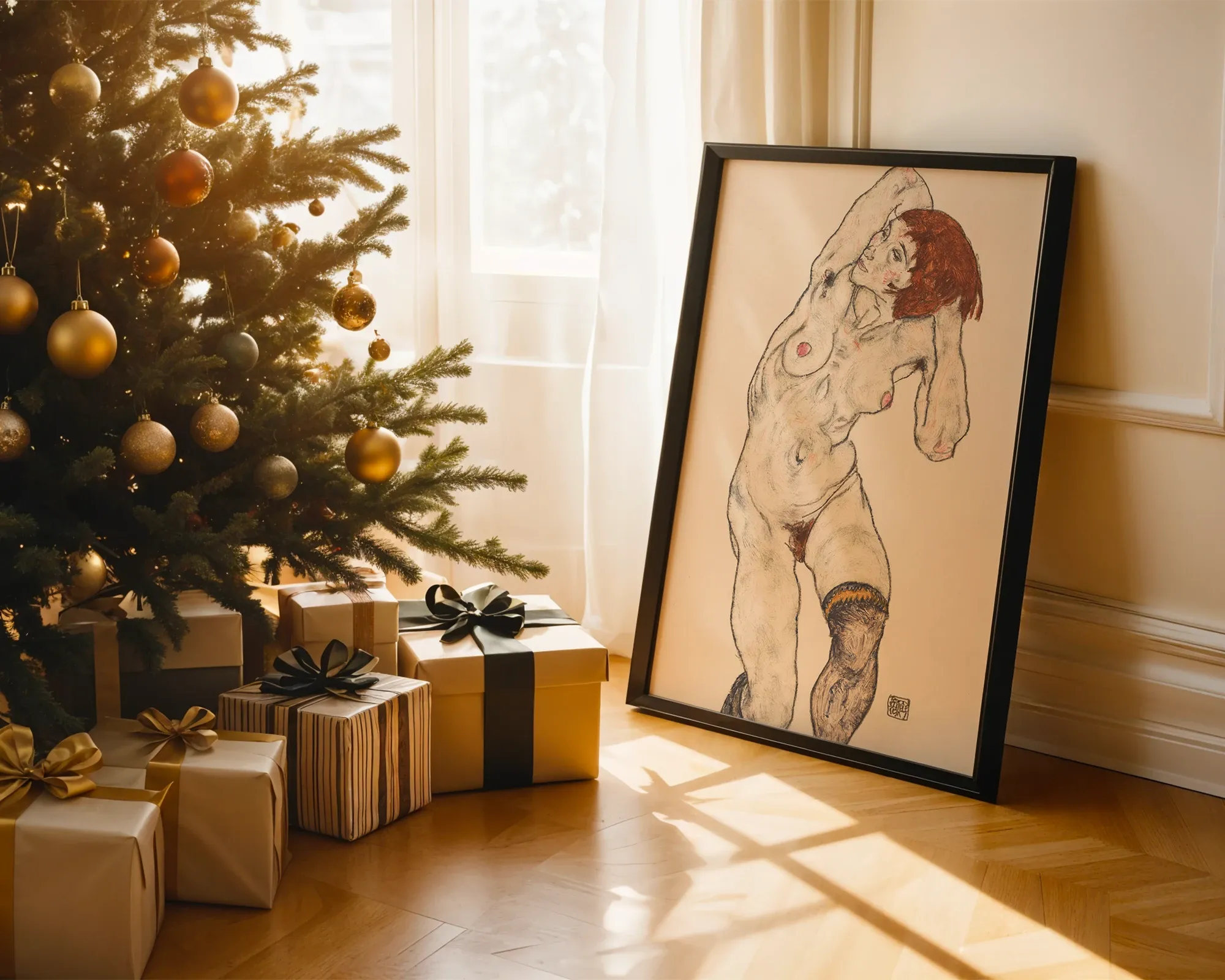 Nude in Black Stockings — Print edition, room view 2