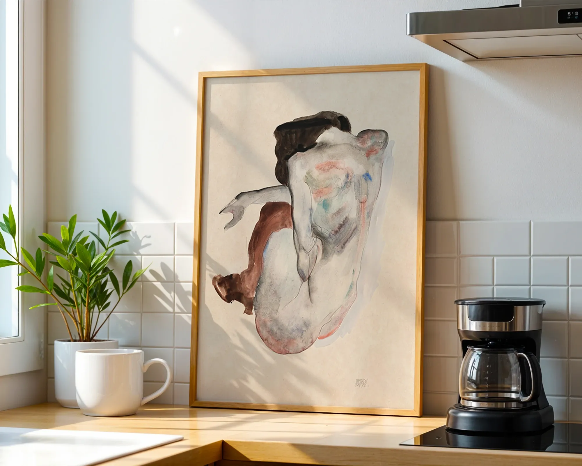 Crouching Nude in Shoes and Black Stockings, Back View — Print edition, room view 1