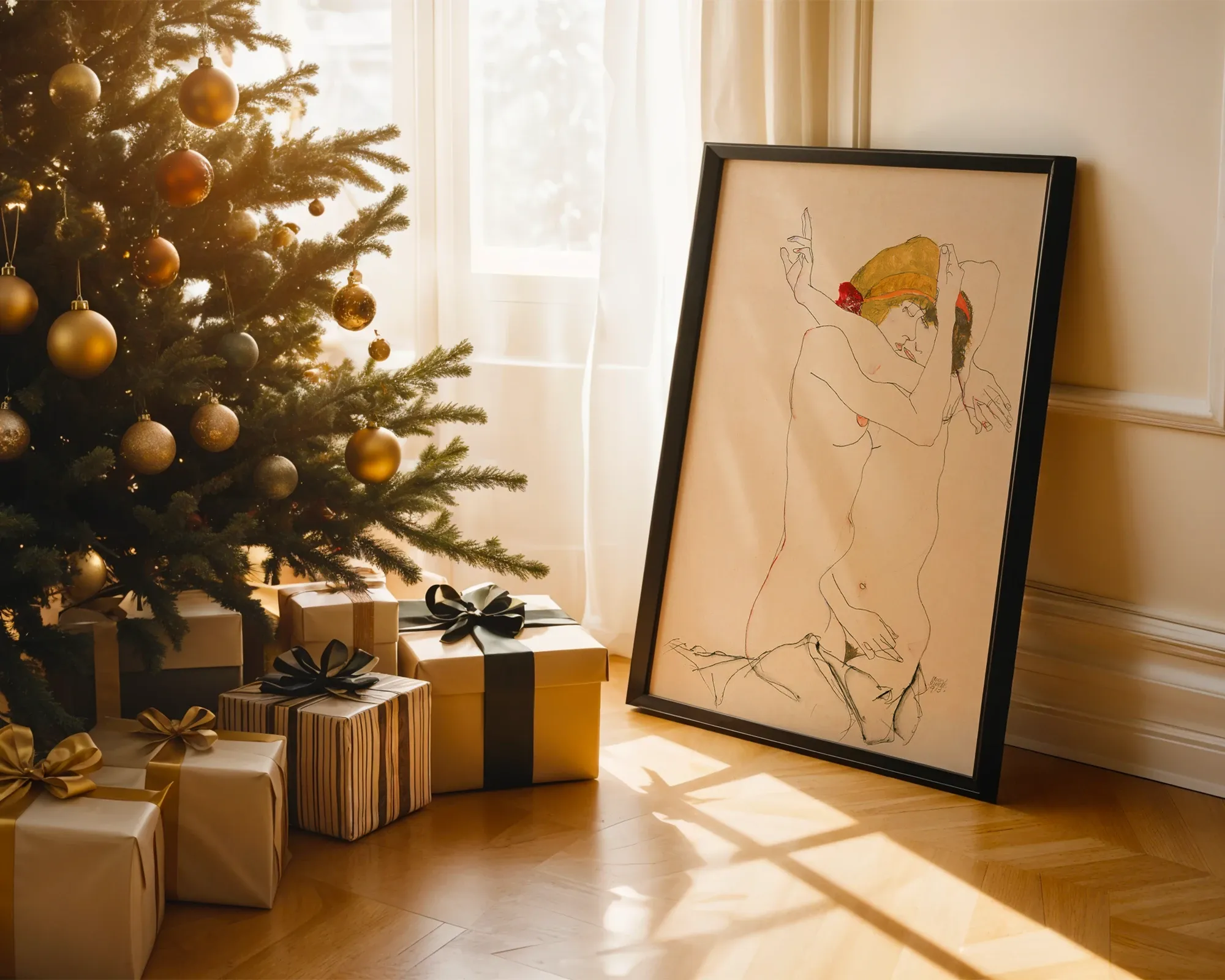 Two Women Embracing — Print edition, room view 2
