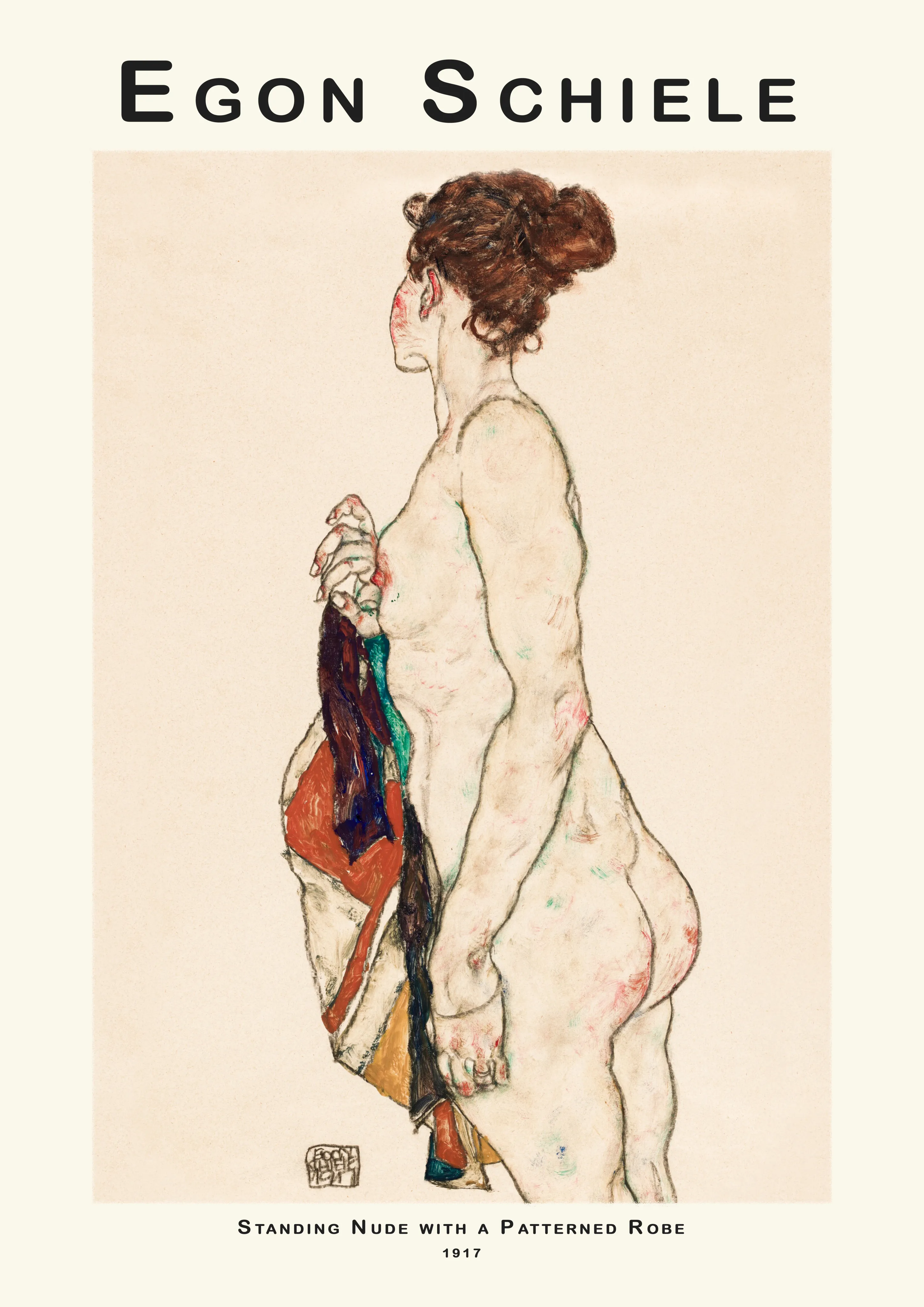 Standing Nude with a Patterned Robe — Poster edition