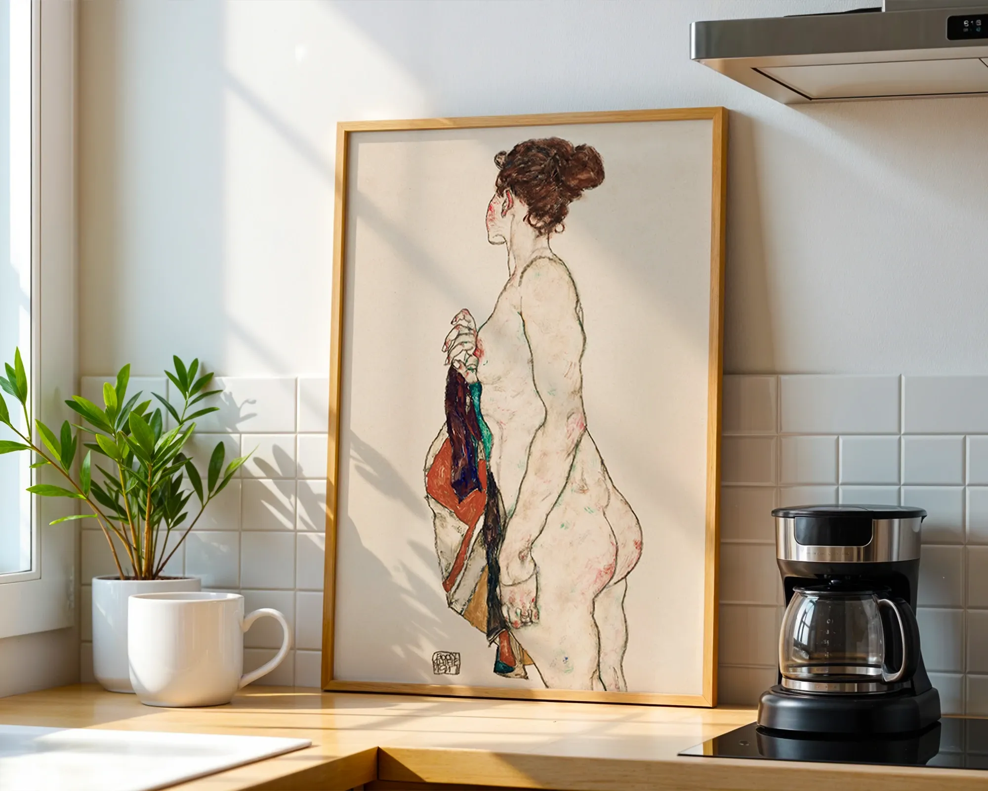 Standing Nude with a Patterned Robe — Print edition, room view 1