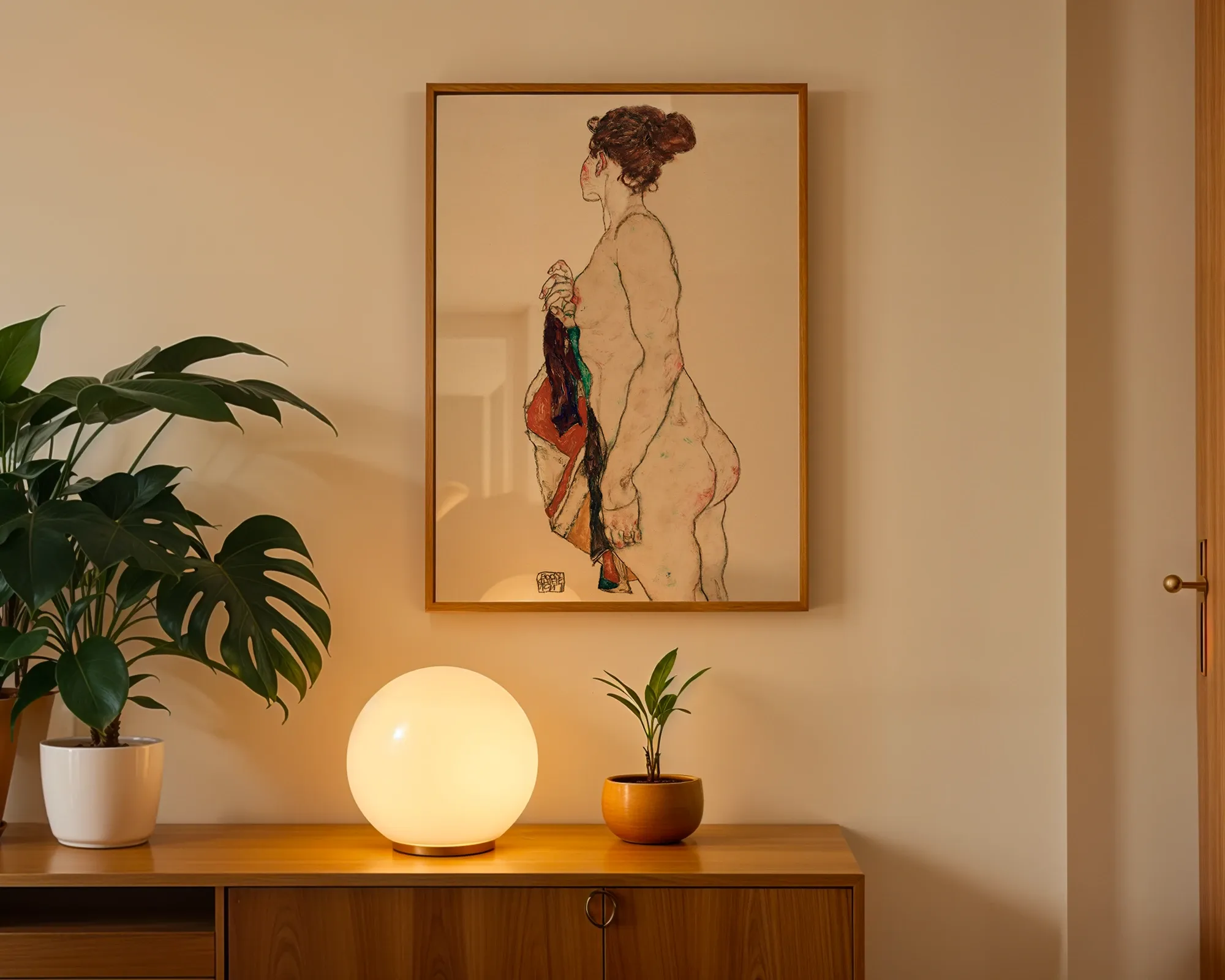 Standing Nude with a Patterned Robe — Print edition, room view 3