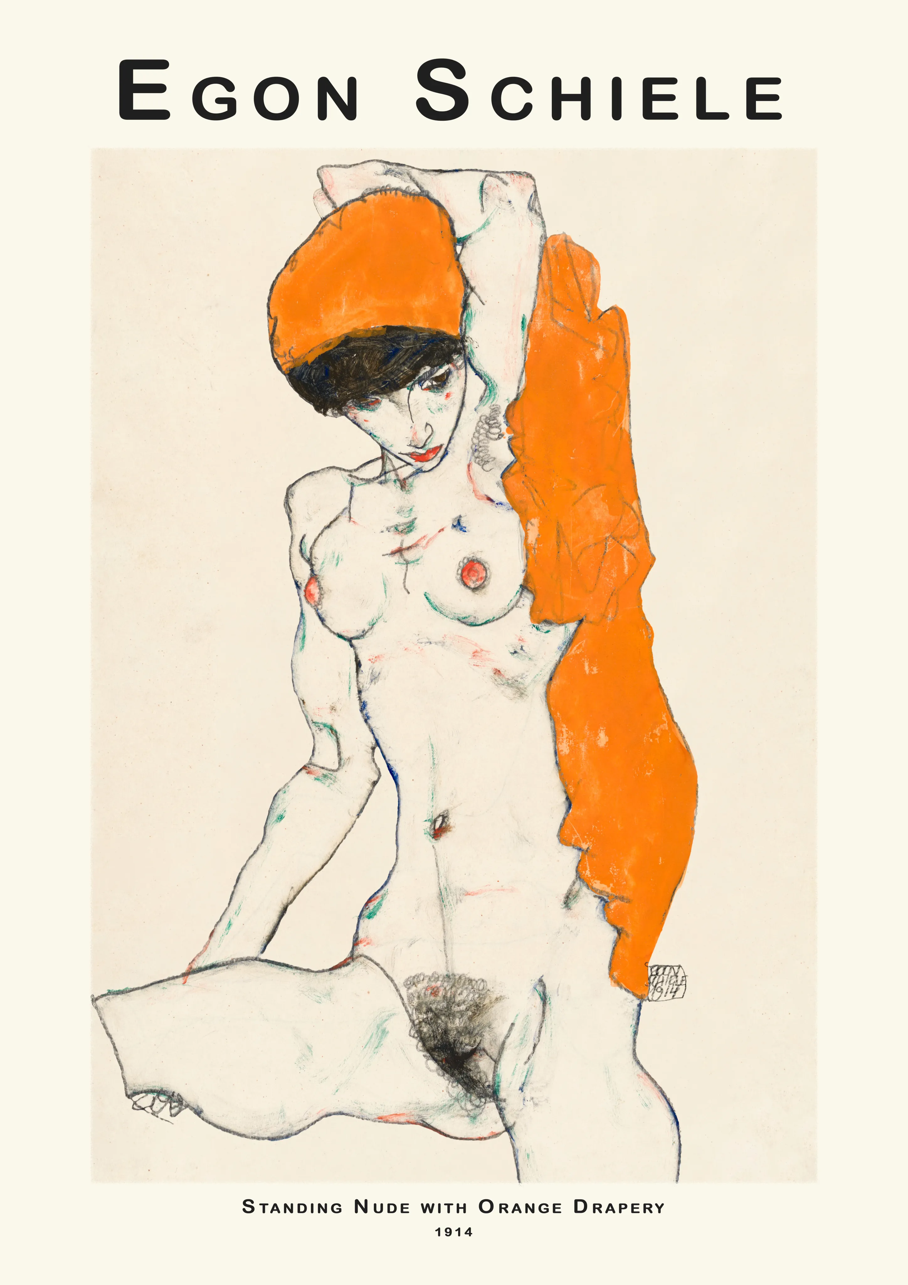 Standing Nude with Orange Drapery — Poster edition
