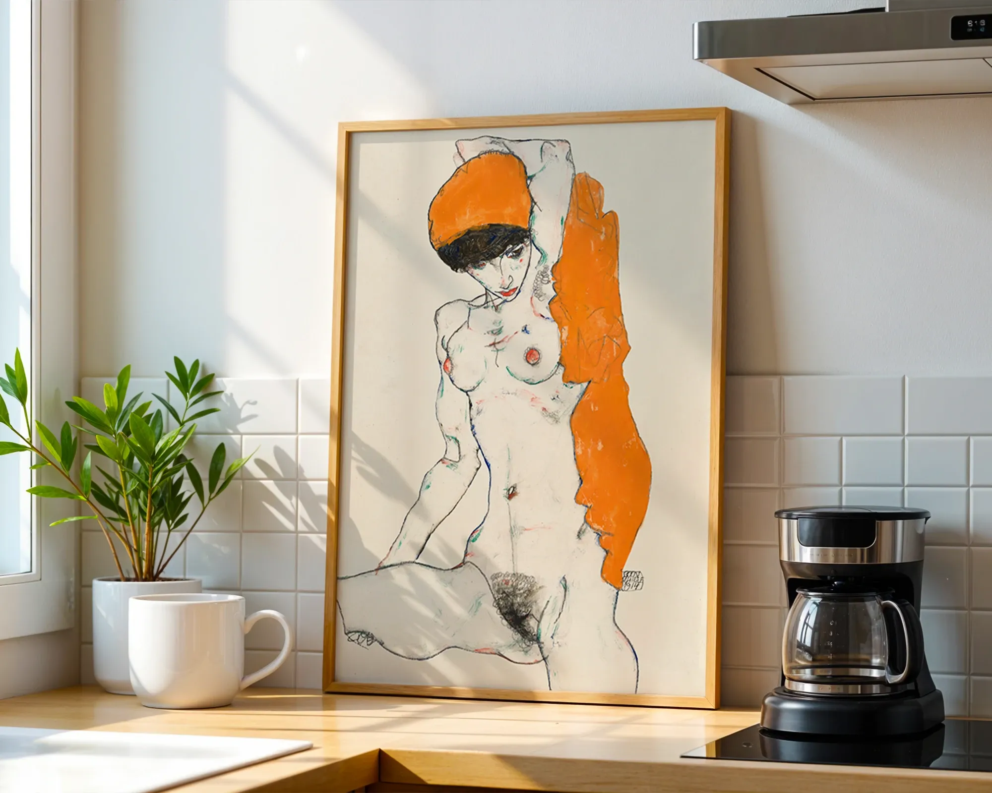 Standing Nude with Orange Drapery — Print edition, room view 1