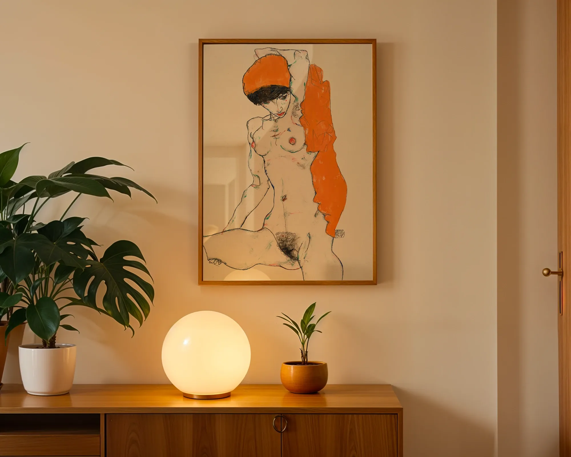 Standing Nude with Orange Drapery — Print edition, room view 3