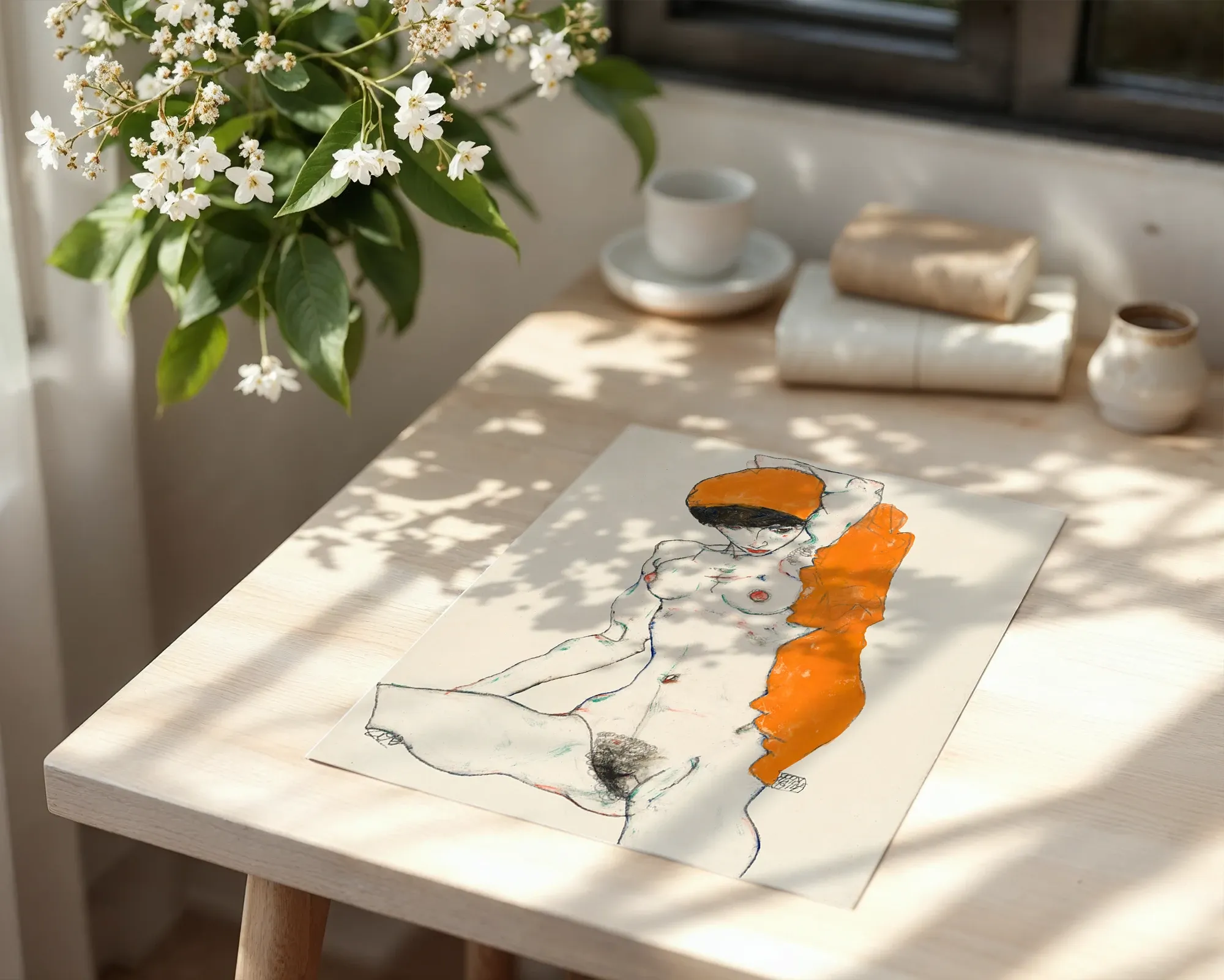Standing Nude with Orange Drapery — Print edition, room view 6