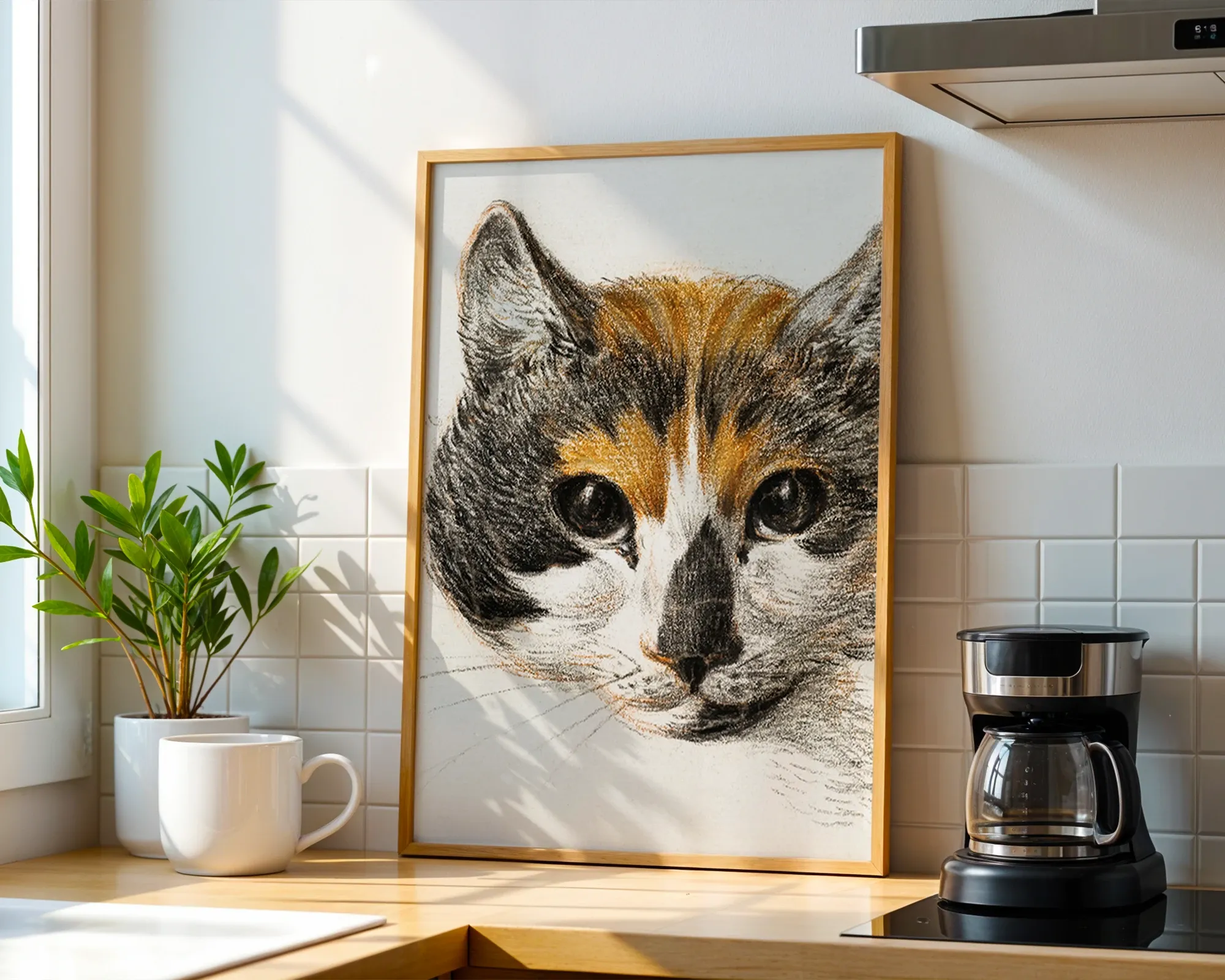 Head of a Calico Cat — room view 1