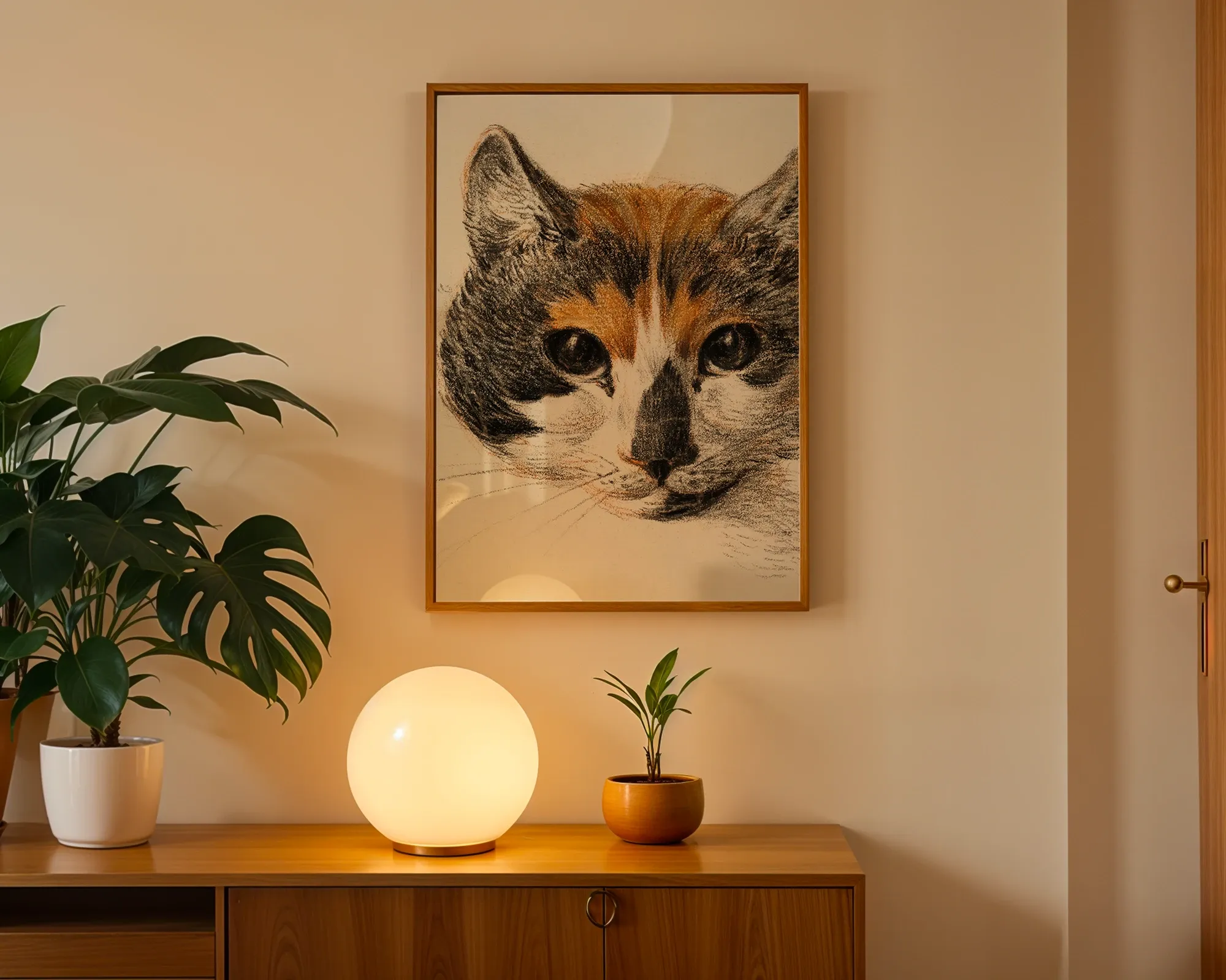 Head of a Calico Cat — room view 3