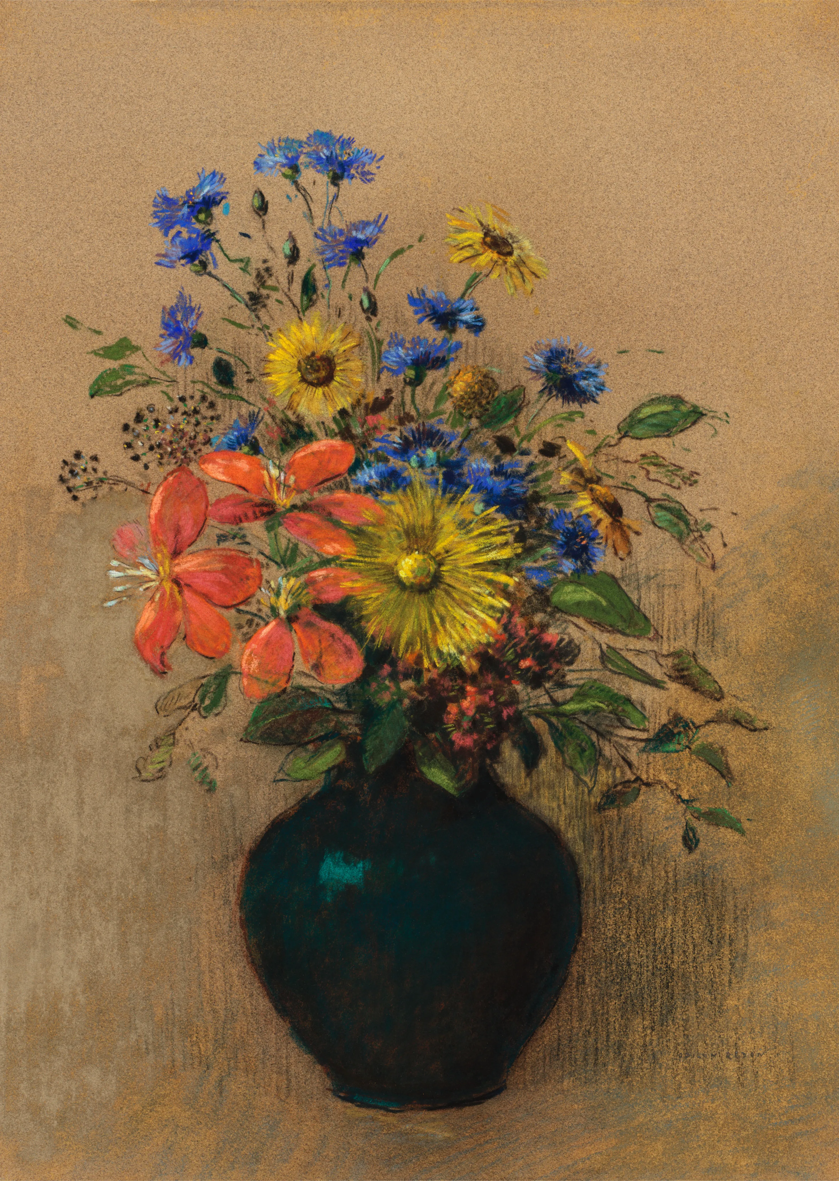 Wildflowers in a Dark Vase image 1