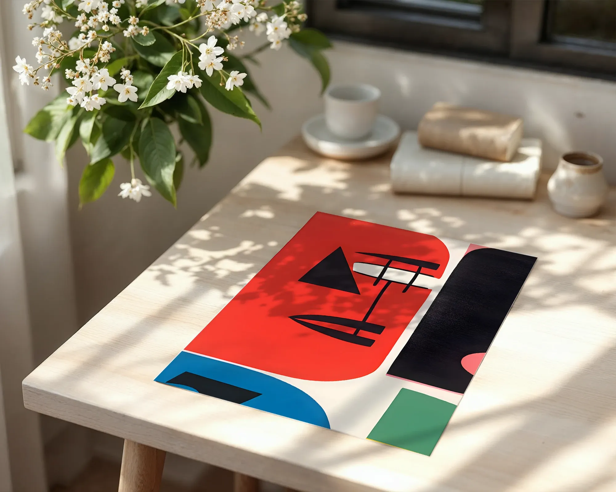Abstract Red Graphic Face — room view 6