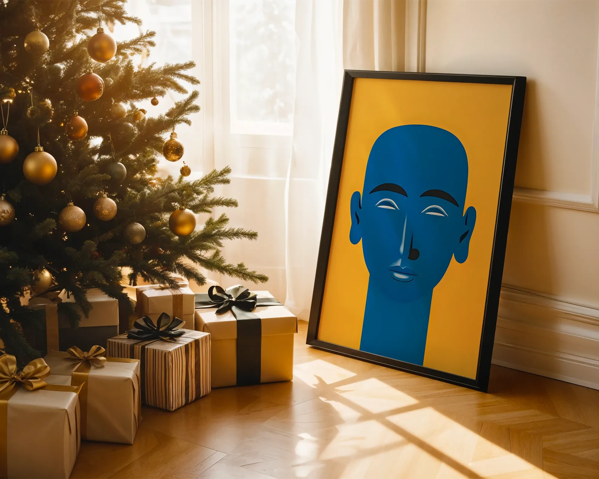 Vibrant Blue Portrait — room view 2