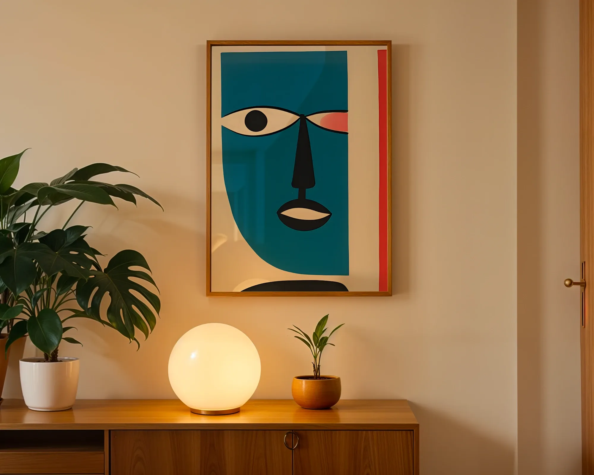 Blue Abstract Portrait — room view 3