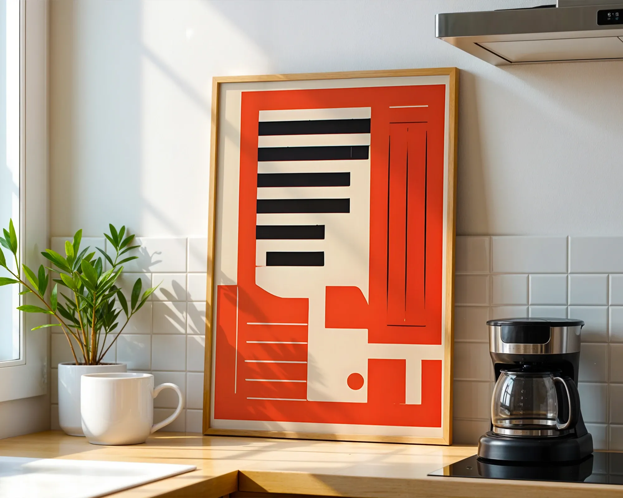 Red and Black Geometric Abstraction — room view 1