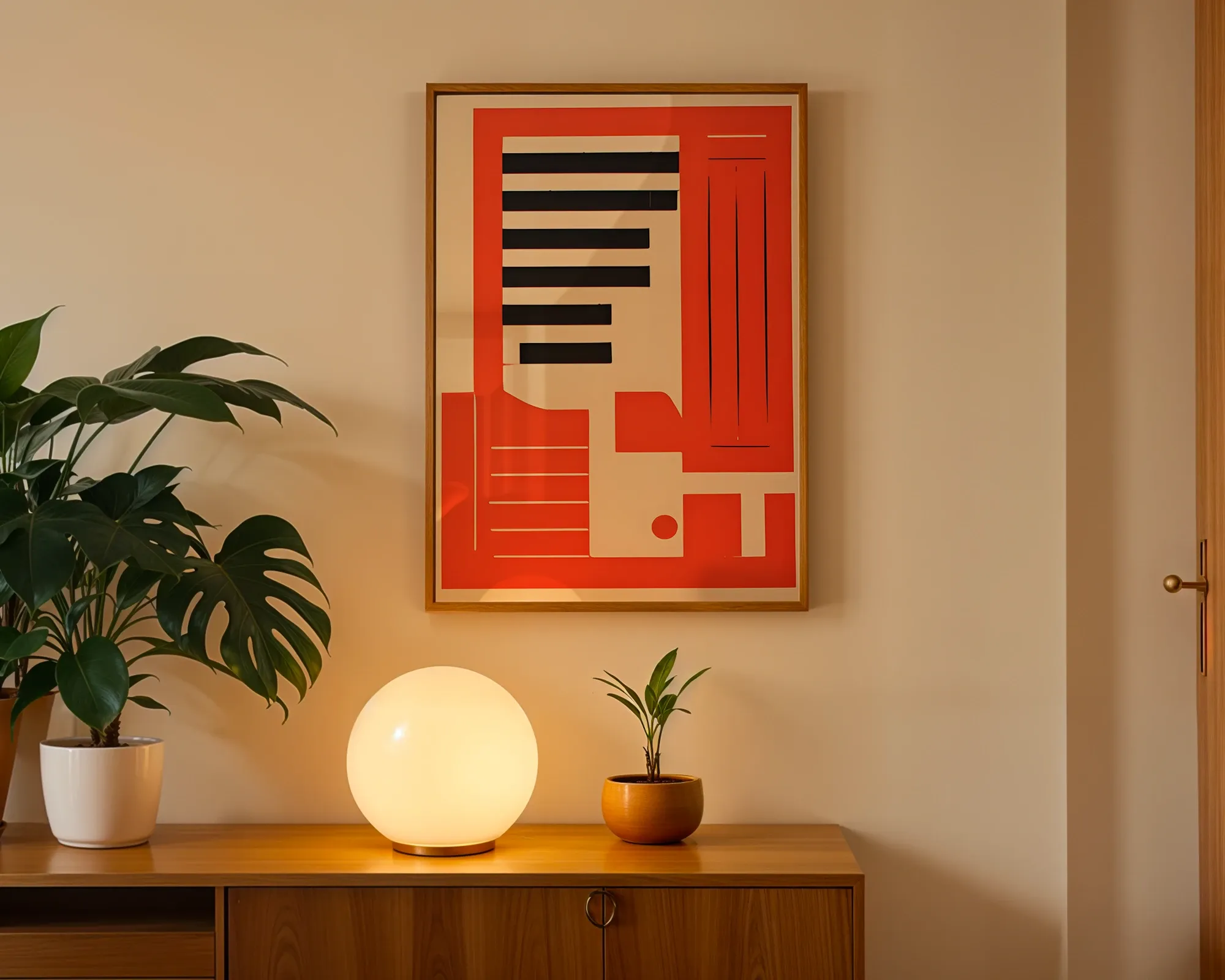 Red and Black Geometric Abstraction — room view 3