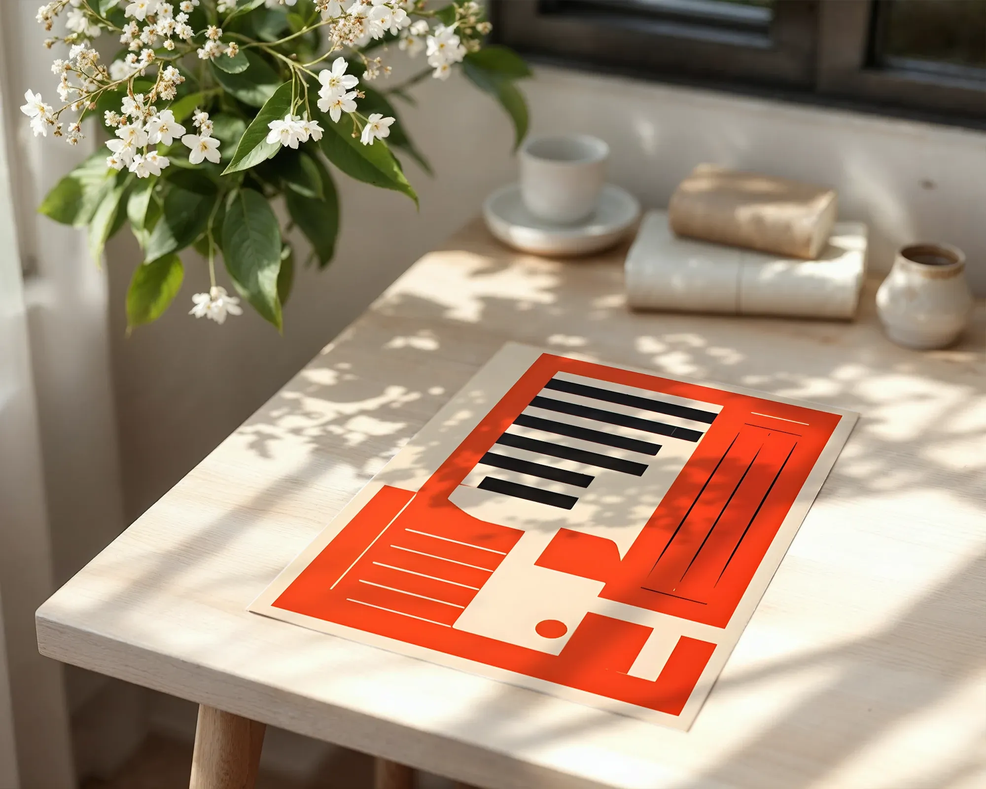 Red and Black Geometric Abstraction — room view 6