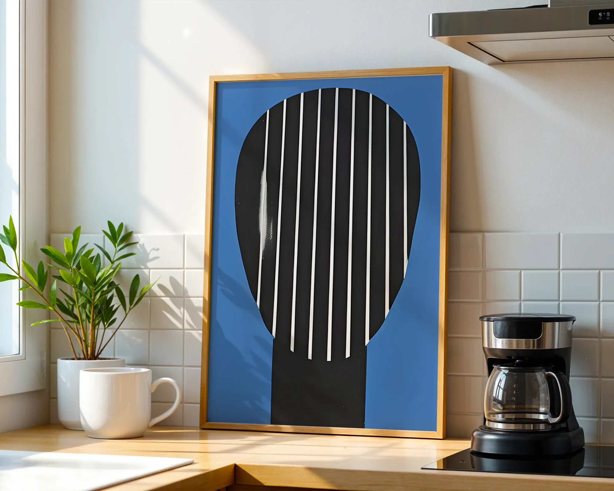 Geometric Oval on Blue — room view 1