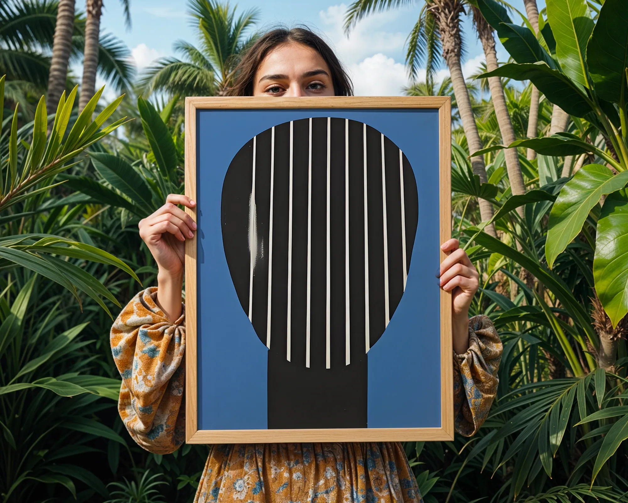 Geometric Oval on Blue — room view 5