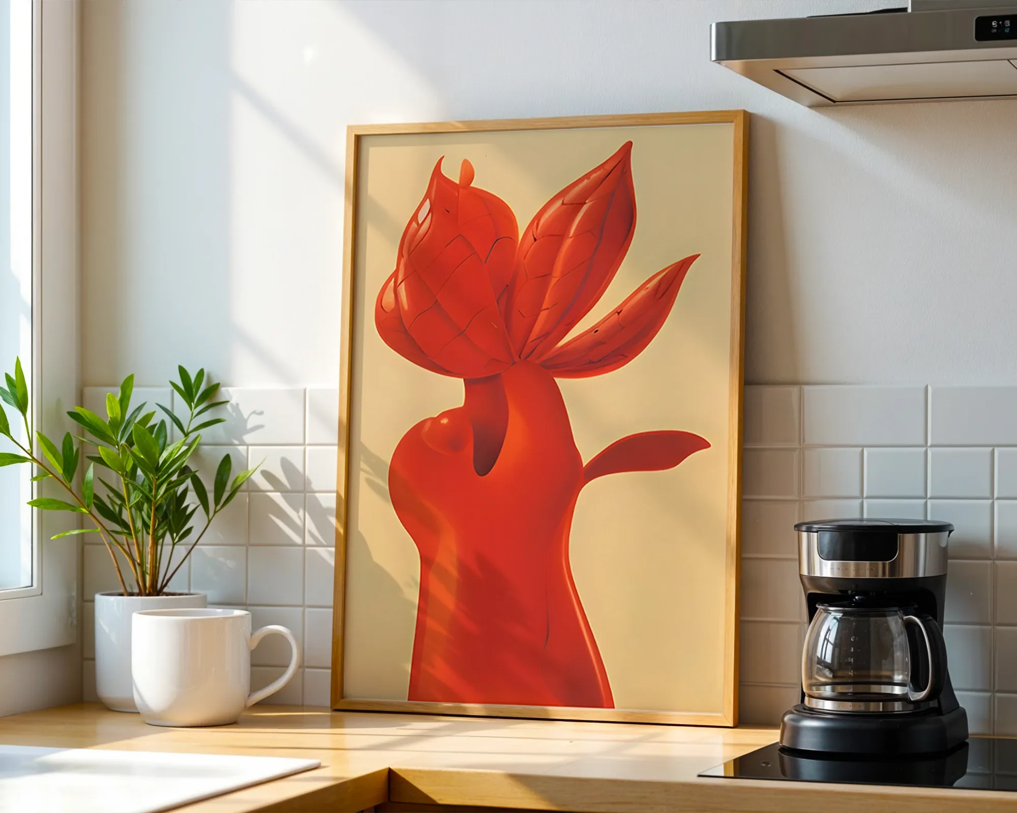 Sculptural Red Botanical Form — room view 1