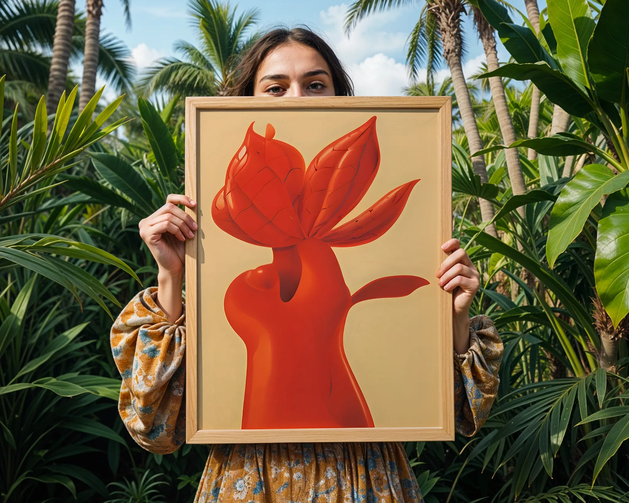 Sculptural Red Botanical Form — room view 5