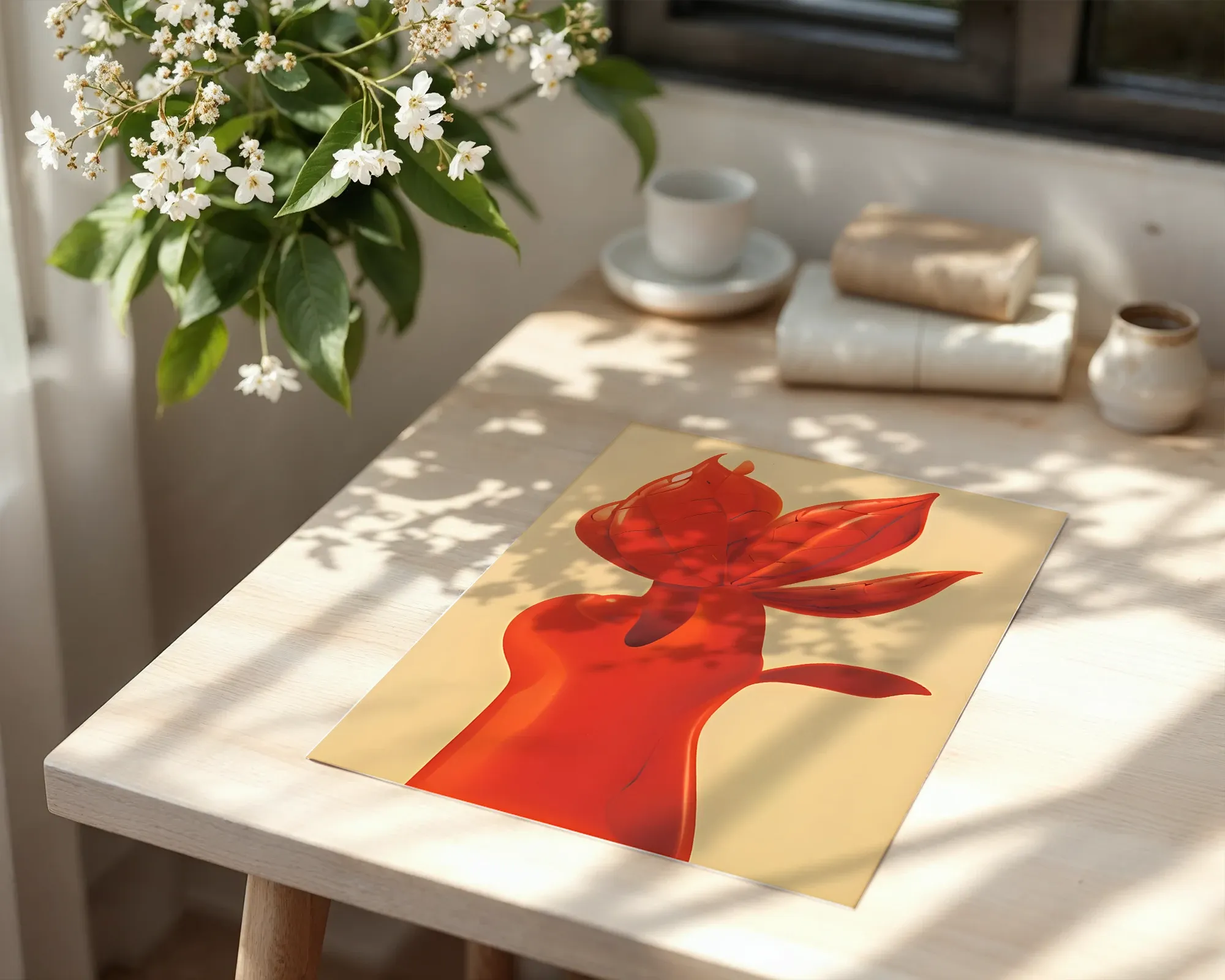 Sculptural Red Botanical Form — room view 6