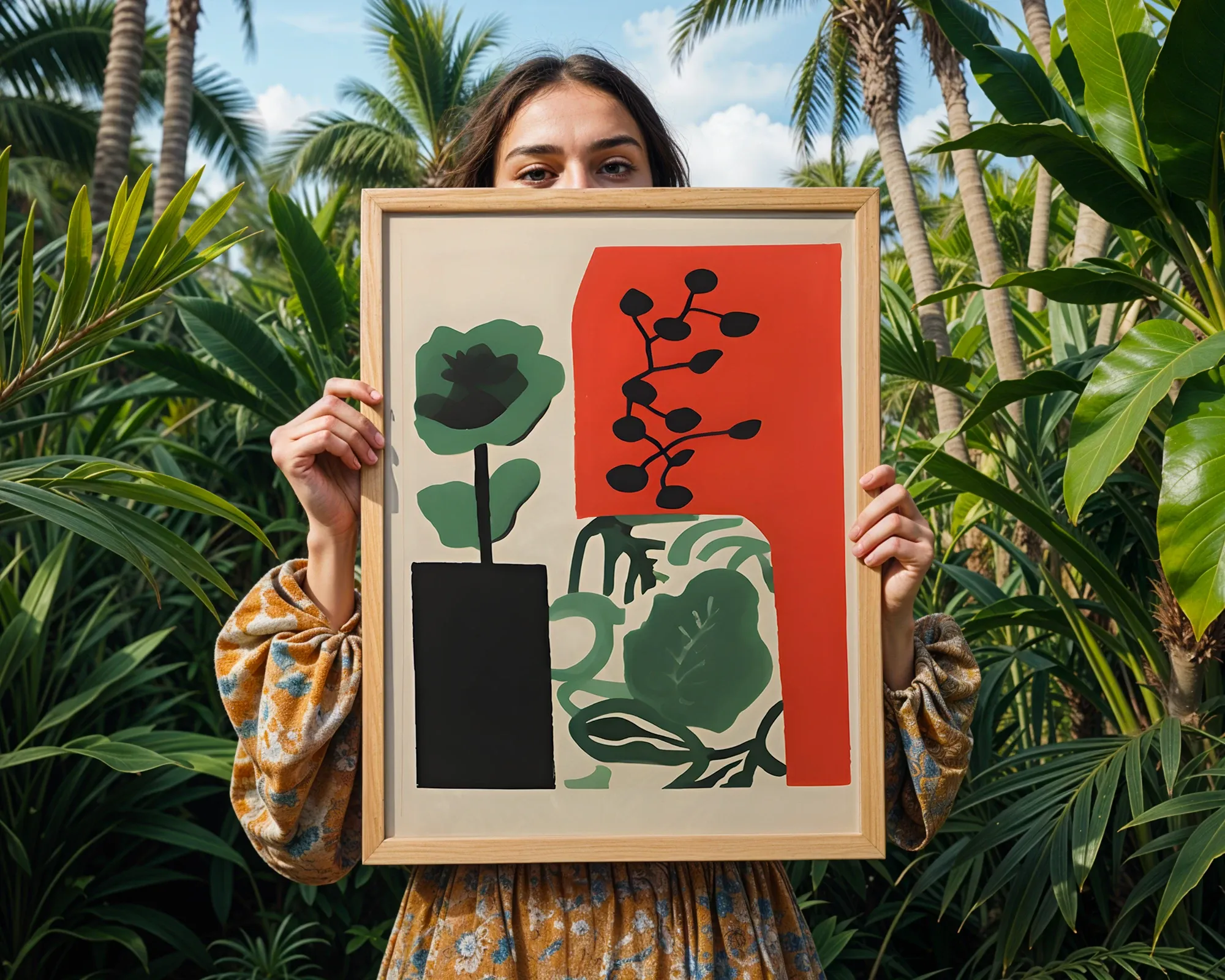 Botanic Composition in Red and Green — room view 5