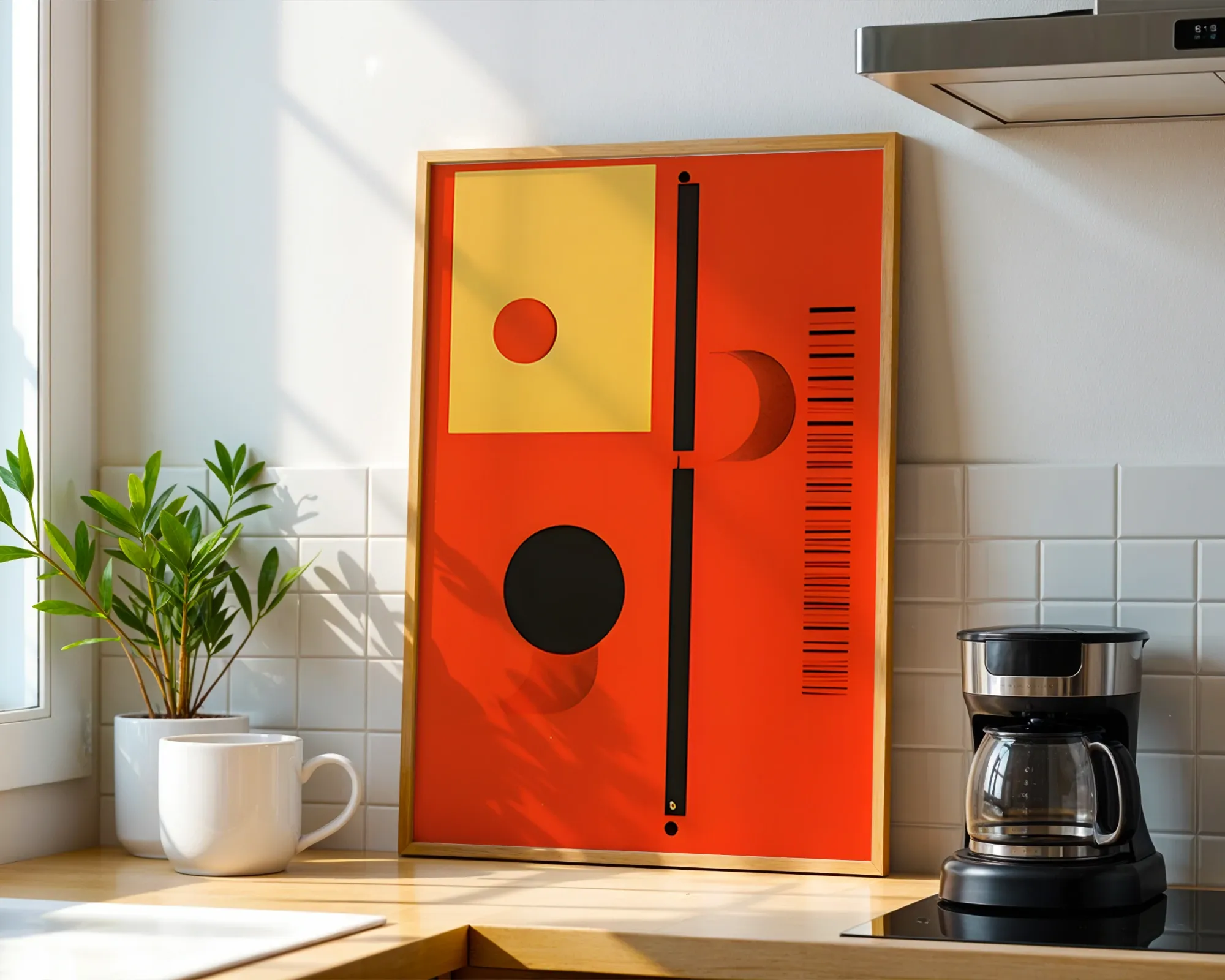 Geometric Red and Yellow Composition — room view 1