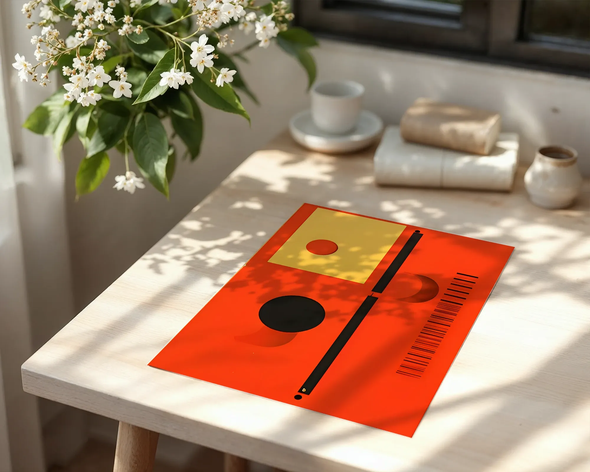 Geometric Red and Yellow Composition — room view 6