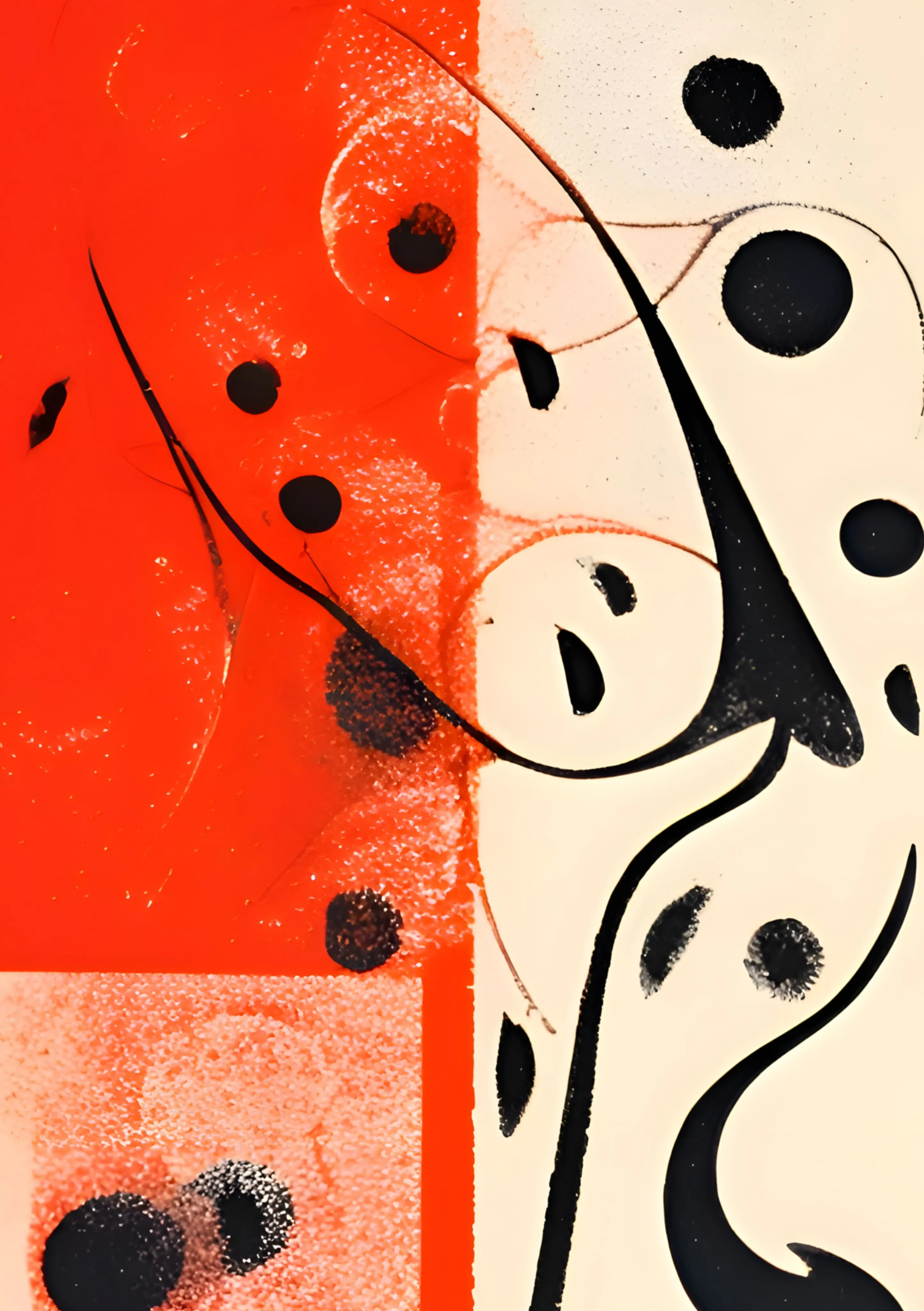 Crimson and Ink Abstract Study image 1