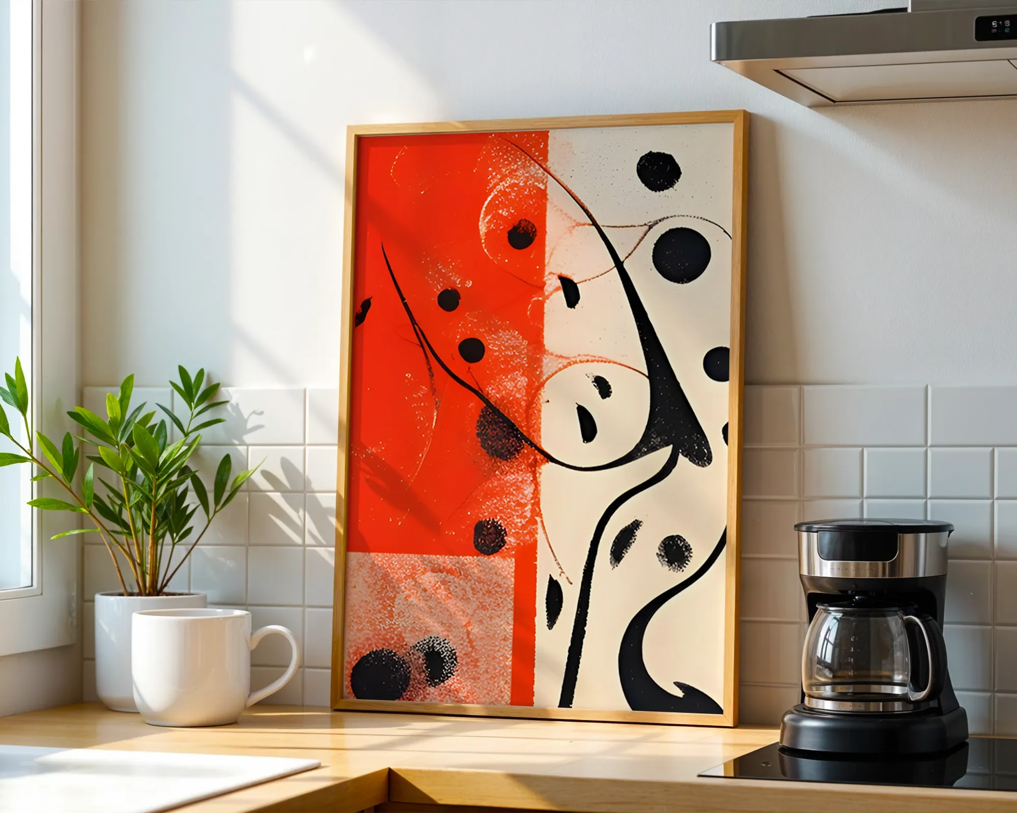 Crimson and Ink Abstract Study — room view 1