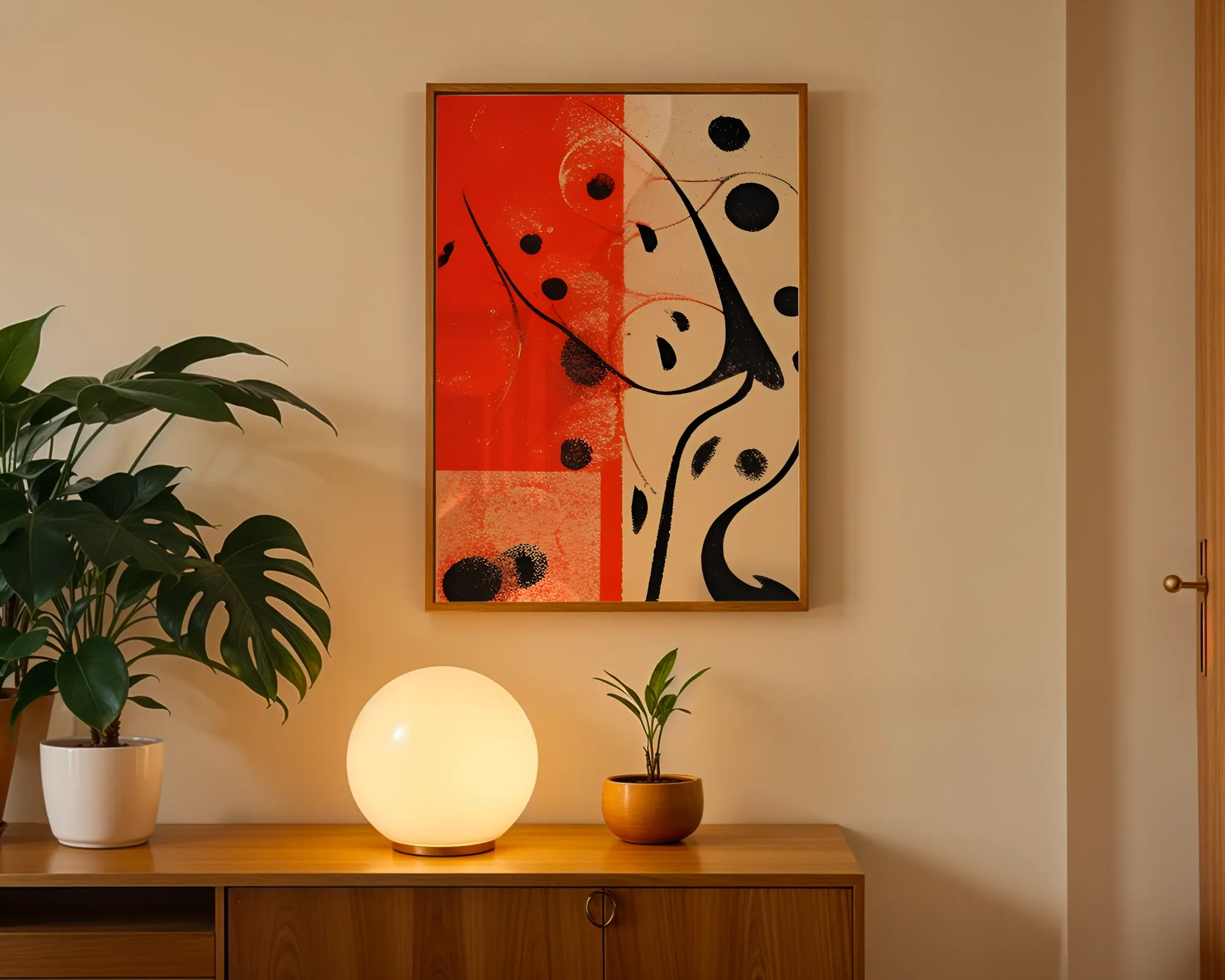 Crimson and Ink Abstract Study — room view 3