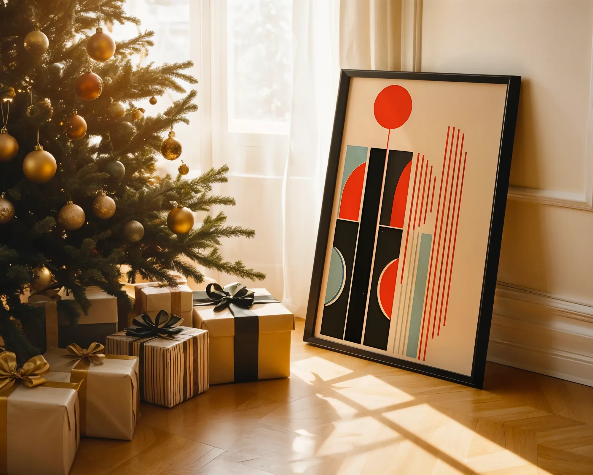 Abstract Geometric Sun and Stripes — room view 2