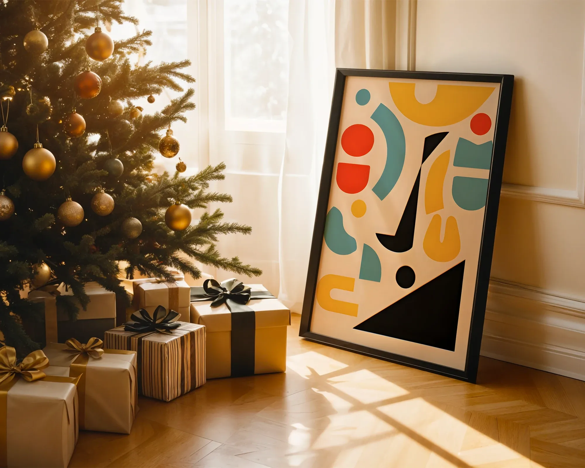 Abstract Geometric Cutout Composition — room view 2