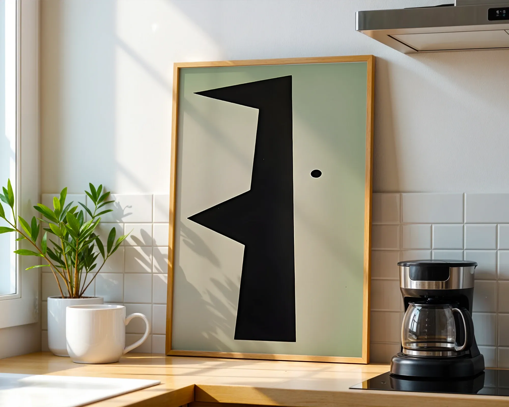 Angular Black Geometric Composition — room view 1