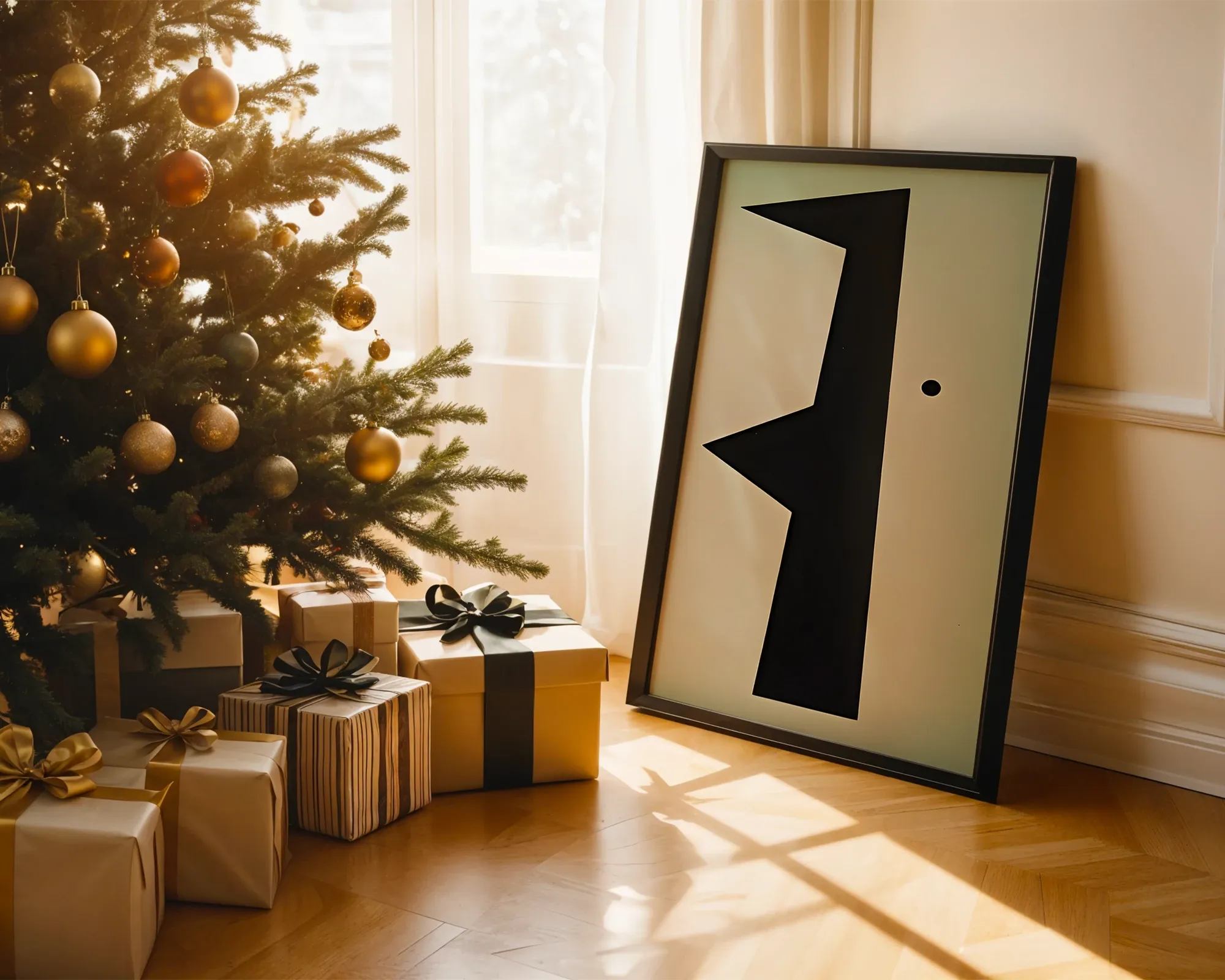 Angular Black Geometric Composition — room view 2