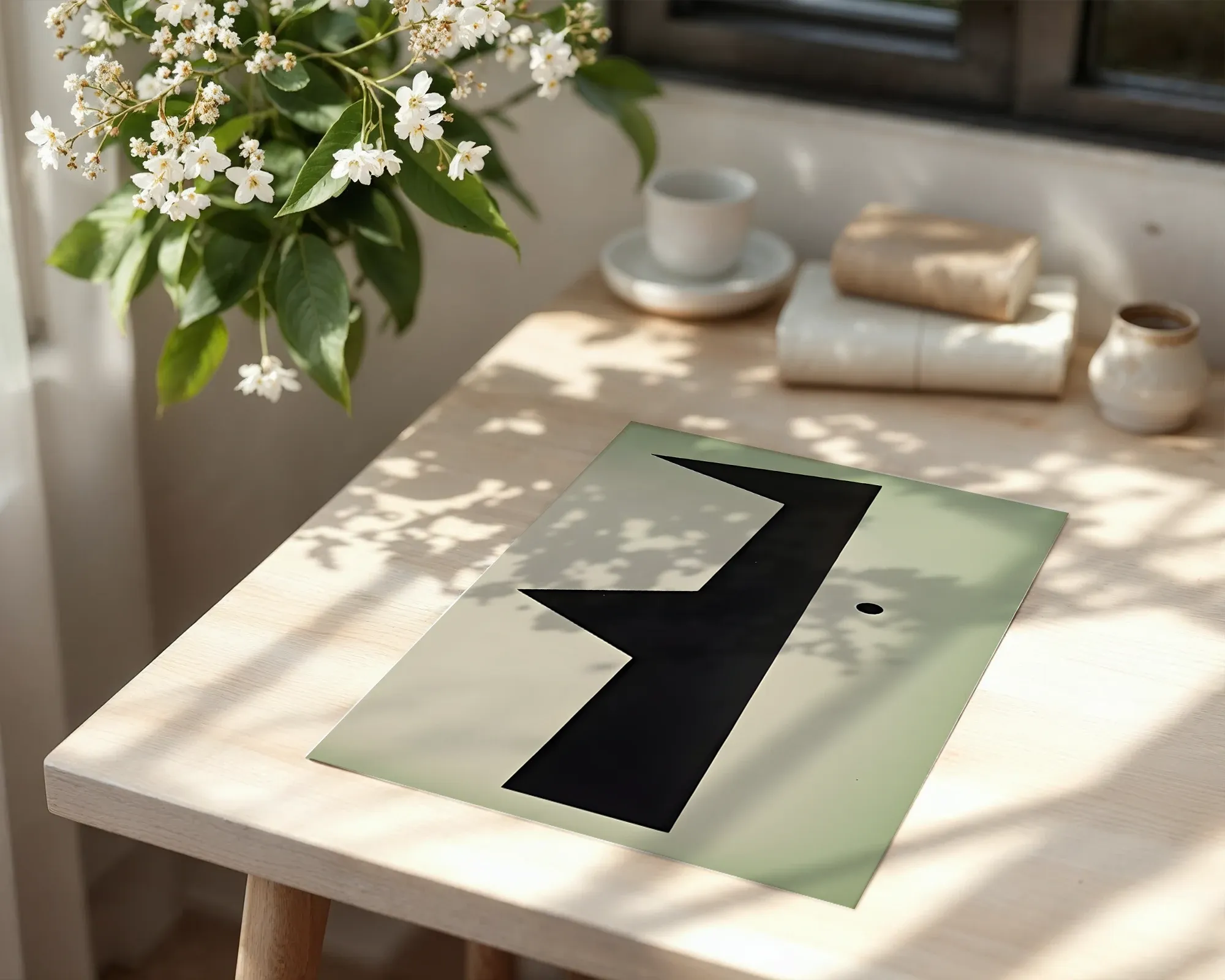 Angular Black Geometric Composition — room view 6